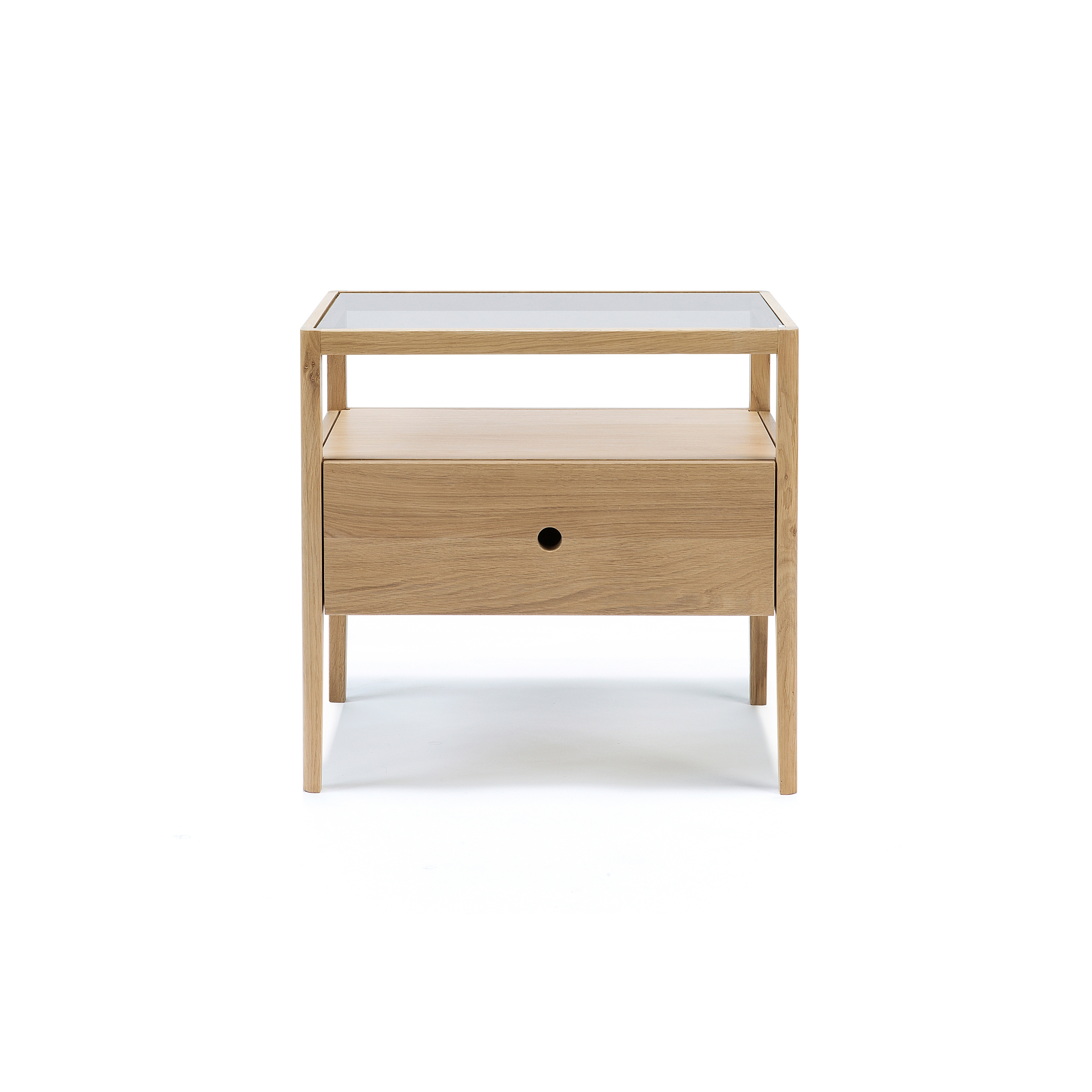 Spindle | Oak bedside table - 1 drawer - varnished