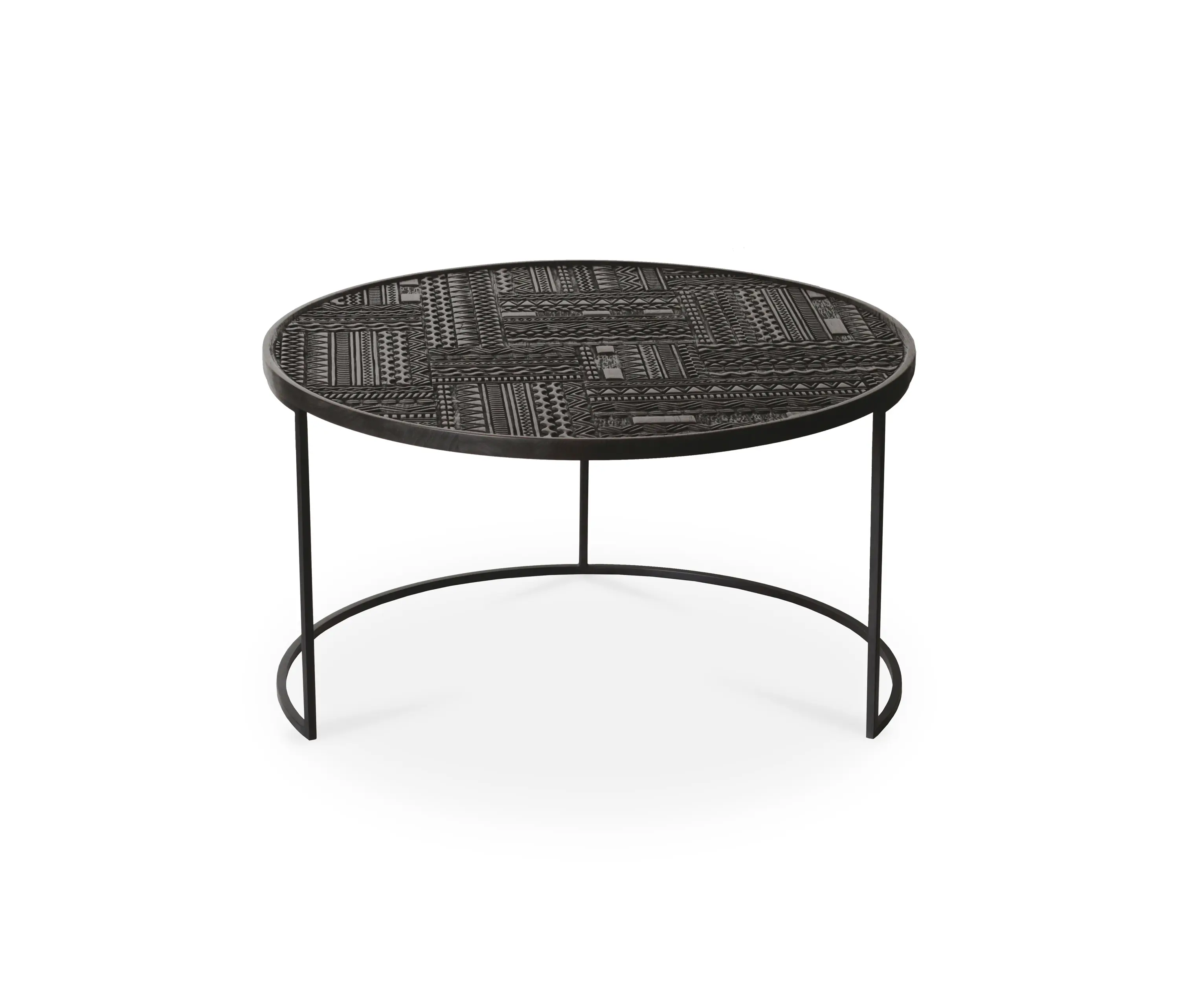 Ethnicraft - Tabwa | Teak round nesting black coffee table - set of 3 - varnished