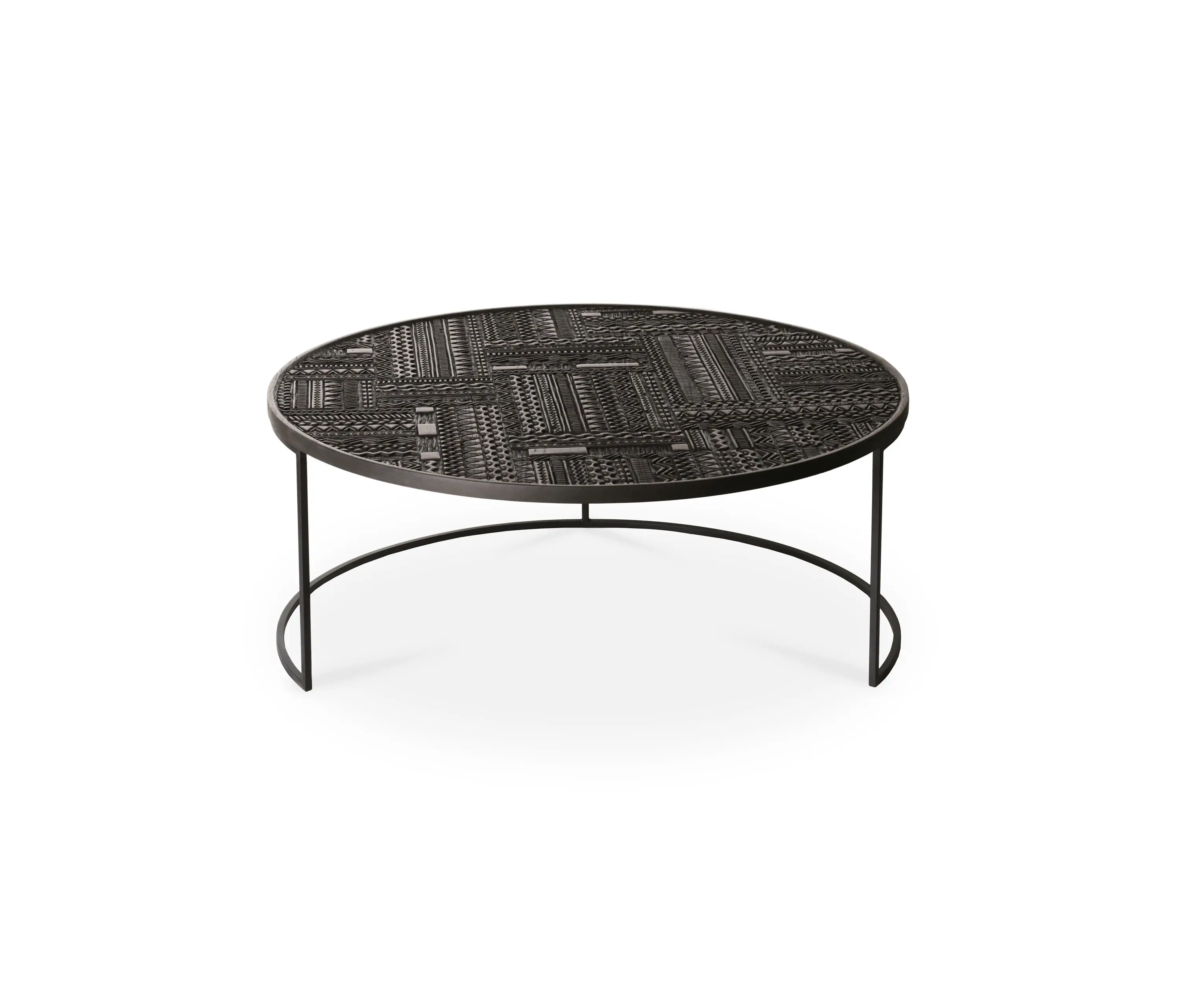Ethnicraft - Tabwa | Teak round nesting black coffee table - set of 3 - varnished