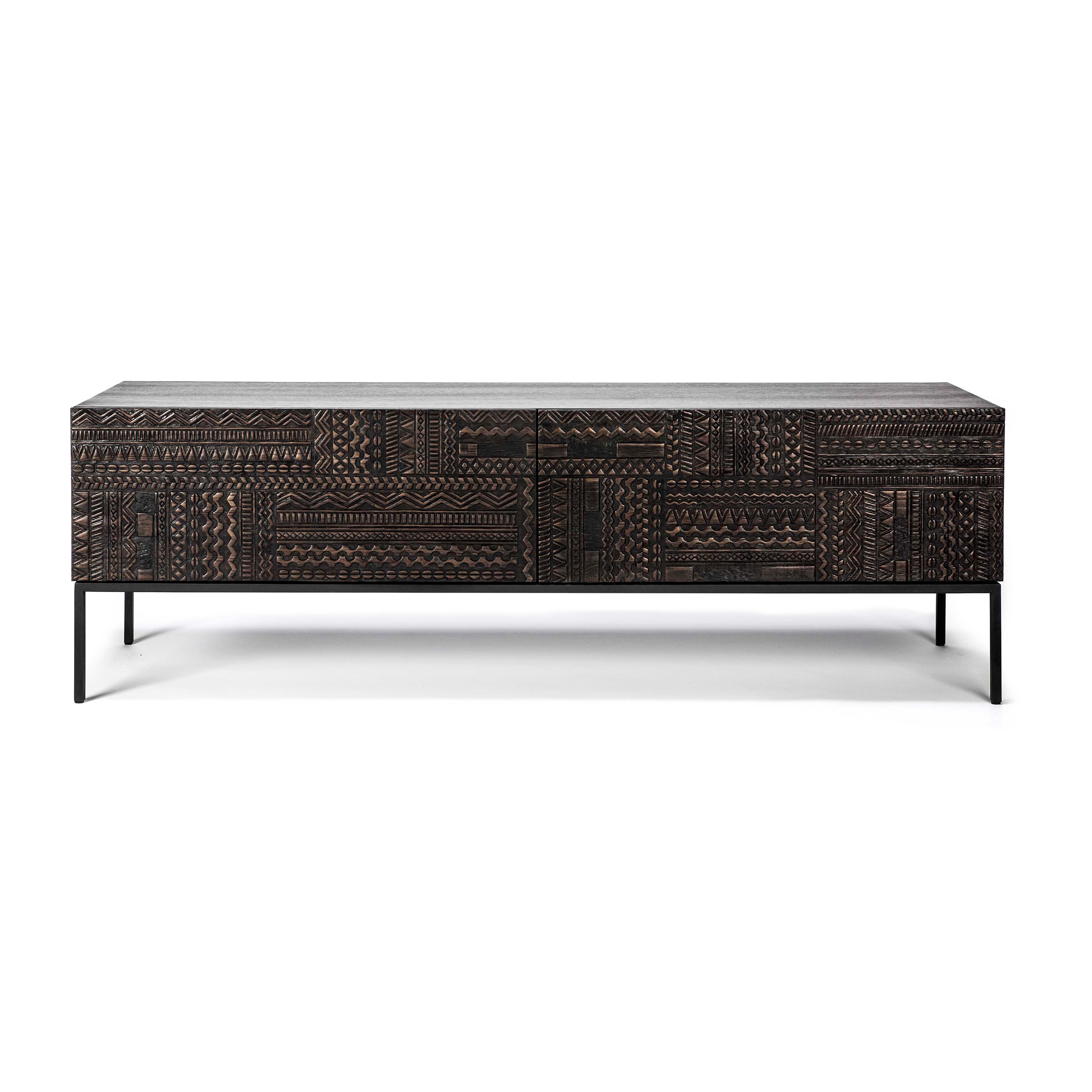 Produkt Tabwa | Teak black TV cupboard - 1 flip-down door - 1 drawer - varnished des Herstellers Ethnicraft anzeigen