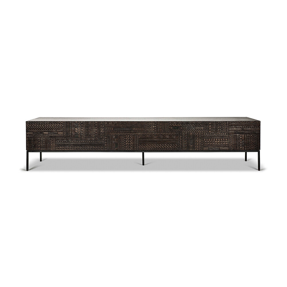 Produkt Tabwa | Teak black TV cupboard - 1 flip-down door - 2 drawers - varnished des Herstellers Ethnicraft anzeigen