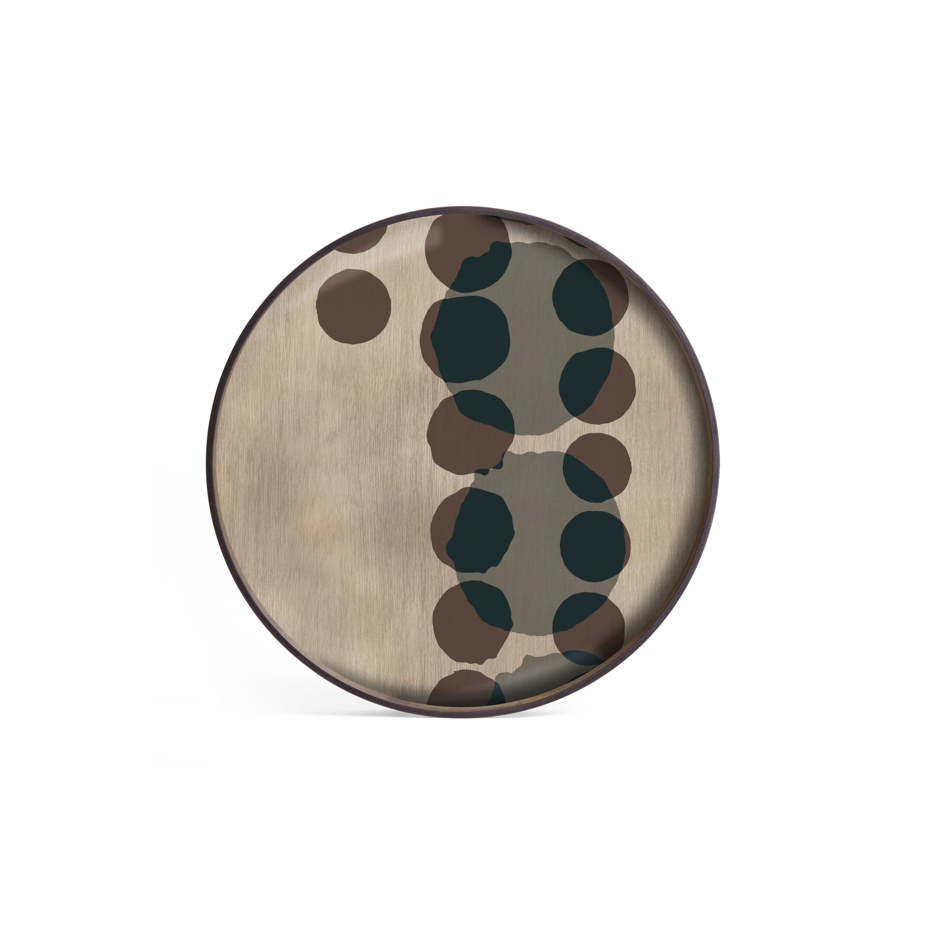 Translucent Silhouettes tray collection | Slate Layered Dots glass tray - round - L
