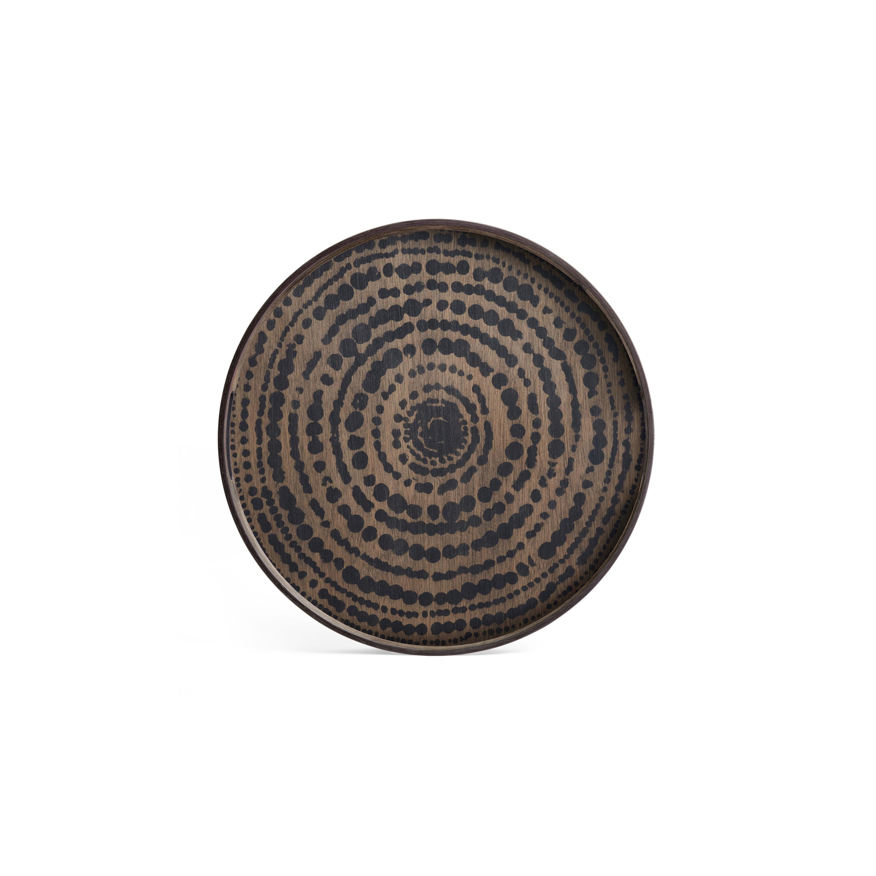 Tribal Quest tray collection | Black Beads wooden tray - round - S