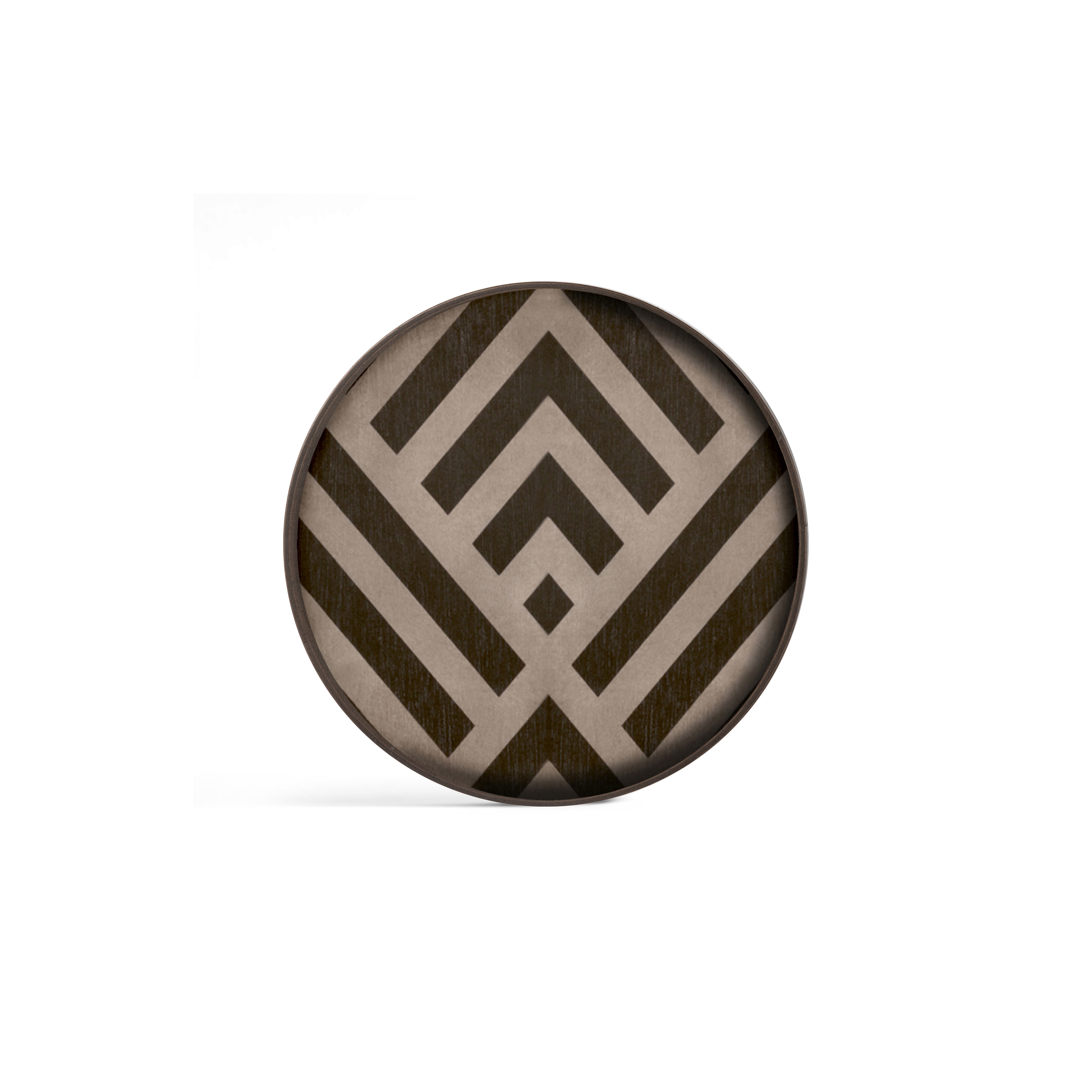 Produkt Urban Geometry tray collection | Graphite Chevron wooden valet tray - wooden rim - round - L des Herstellers Ethnicraft anzeigen
