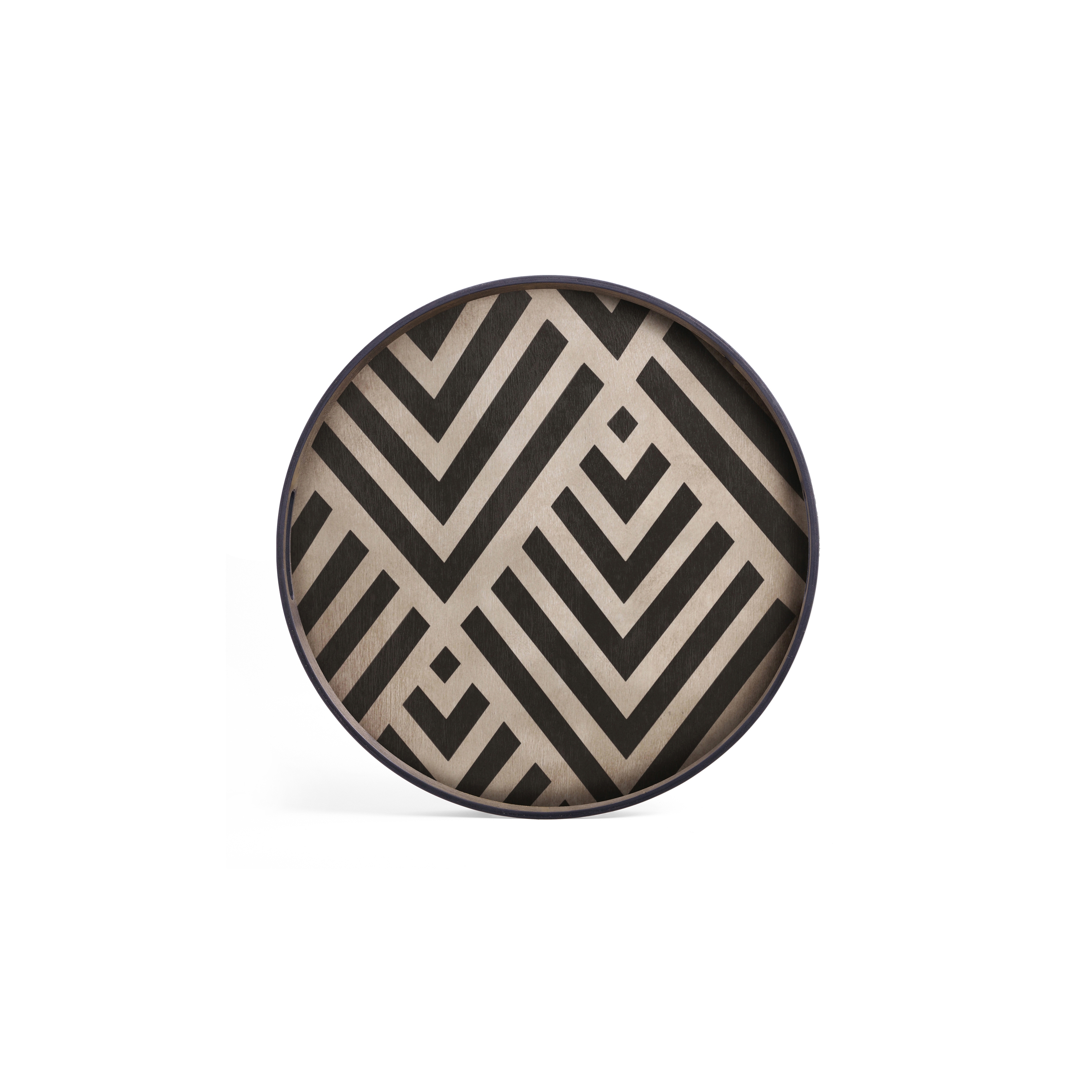 Produkt Urban Geometry tray collection | Graphite Chevron wooden tray - round - S des Herstellers Ethnicraft anzeigen