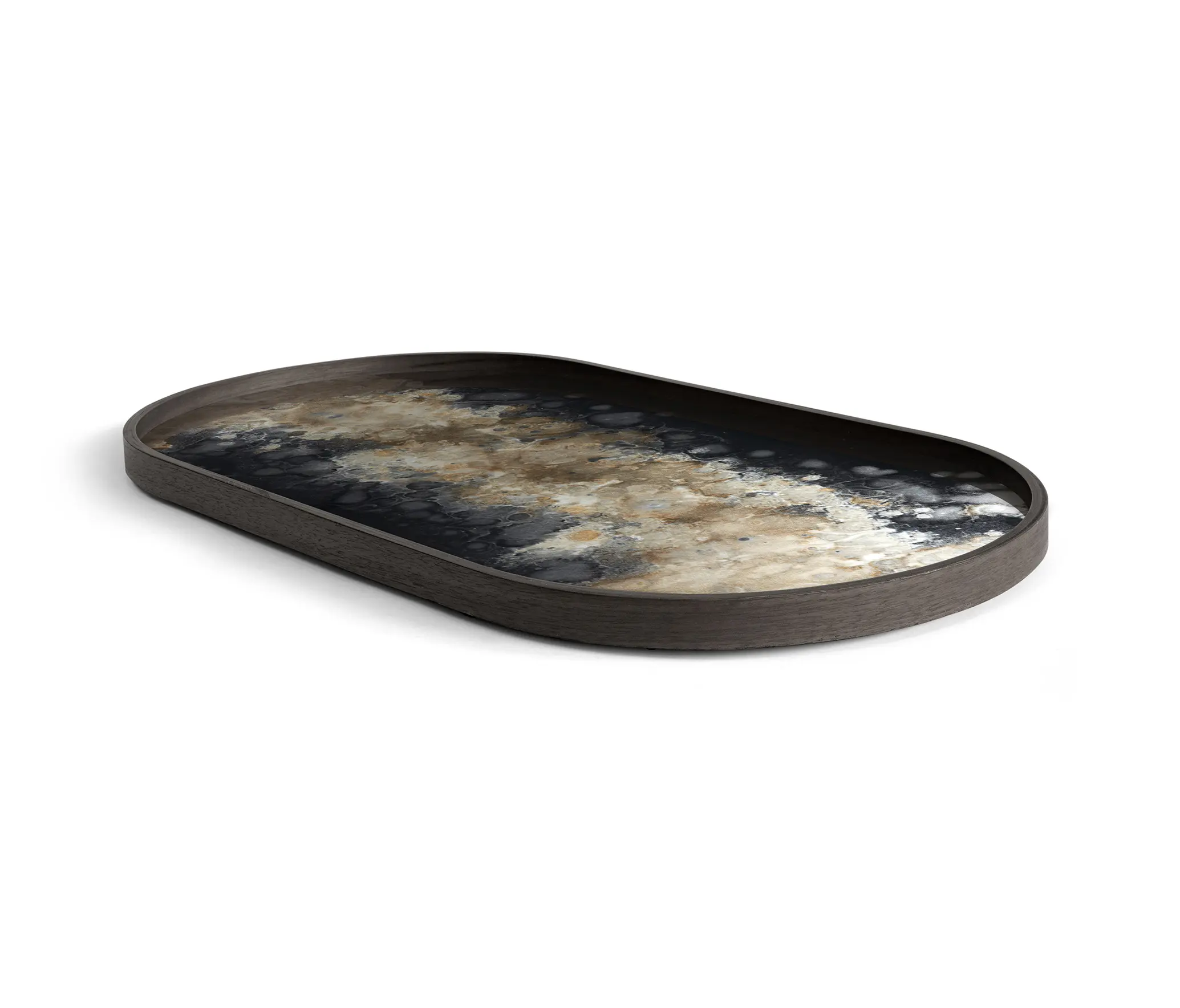 Ethnicraft - Classic tray collection | Black Organic glass tray - oblong - M