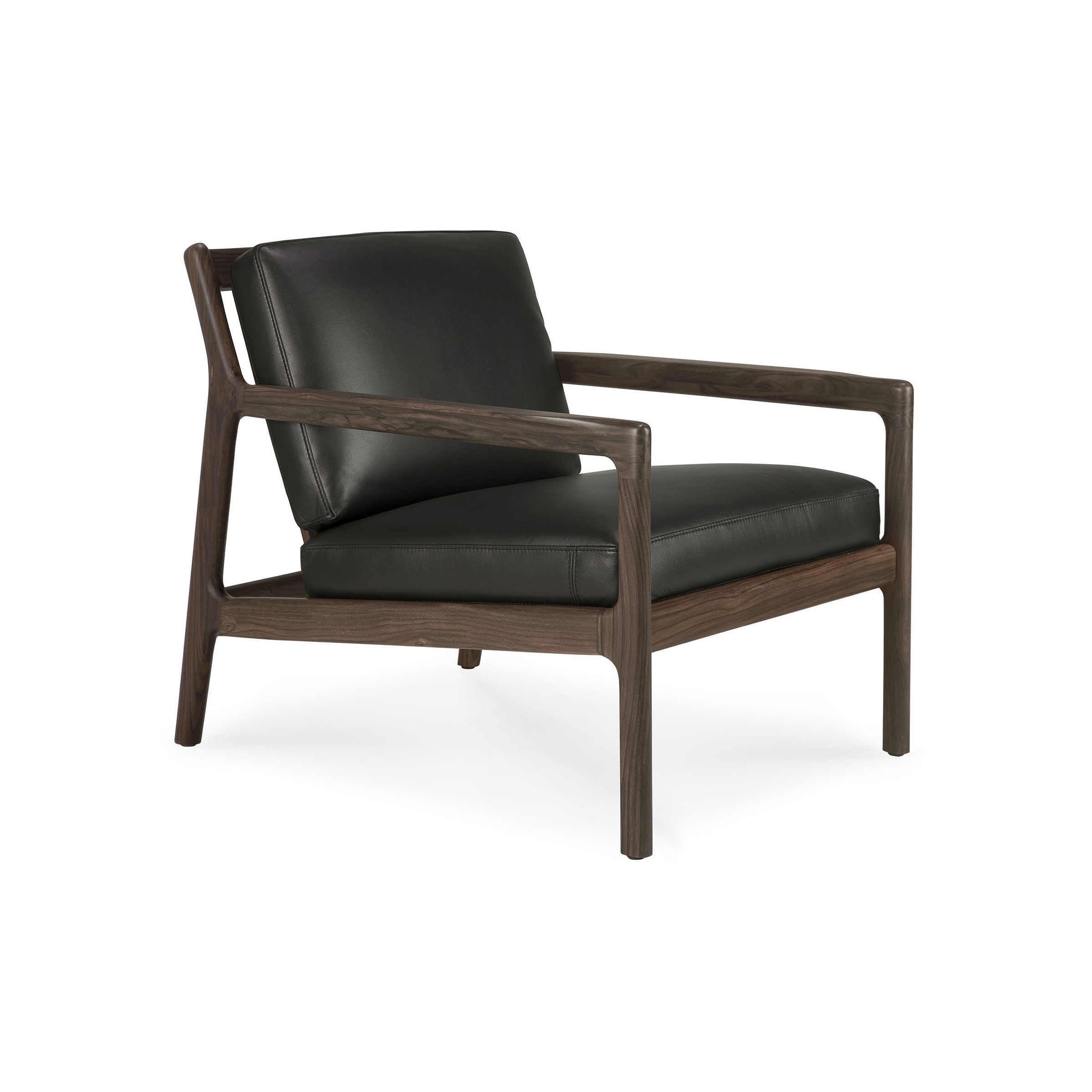Display product Jack | Rosewood lounge chair - black leather - varnished from manufacturer Ethnicraft