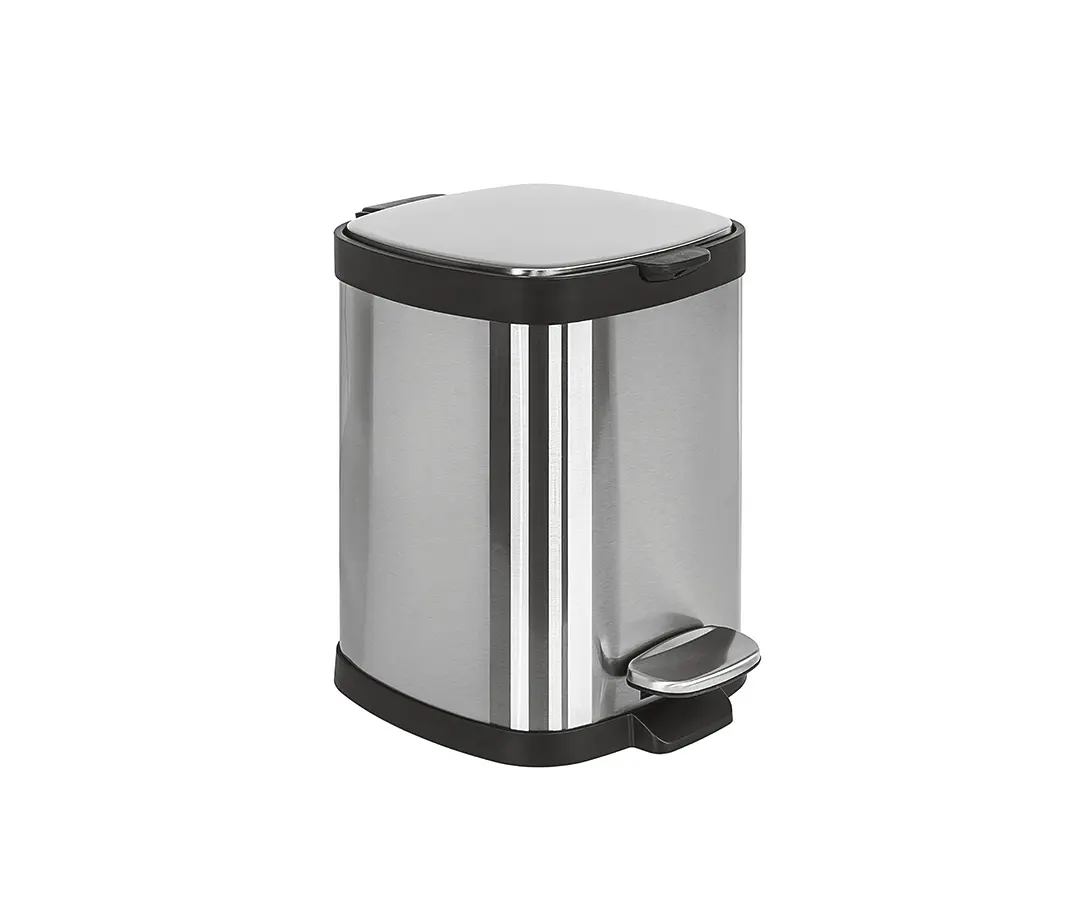 COLOMBO DESIGN - Rounded small pedal bin, stainless steel, with amortized closure (L 5)