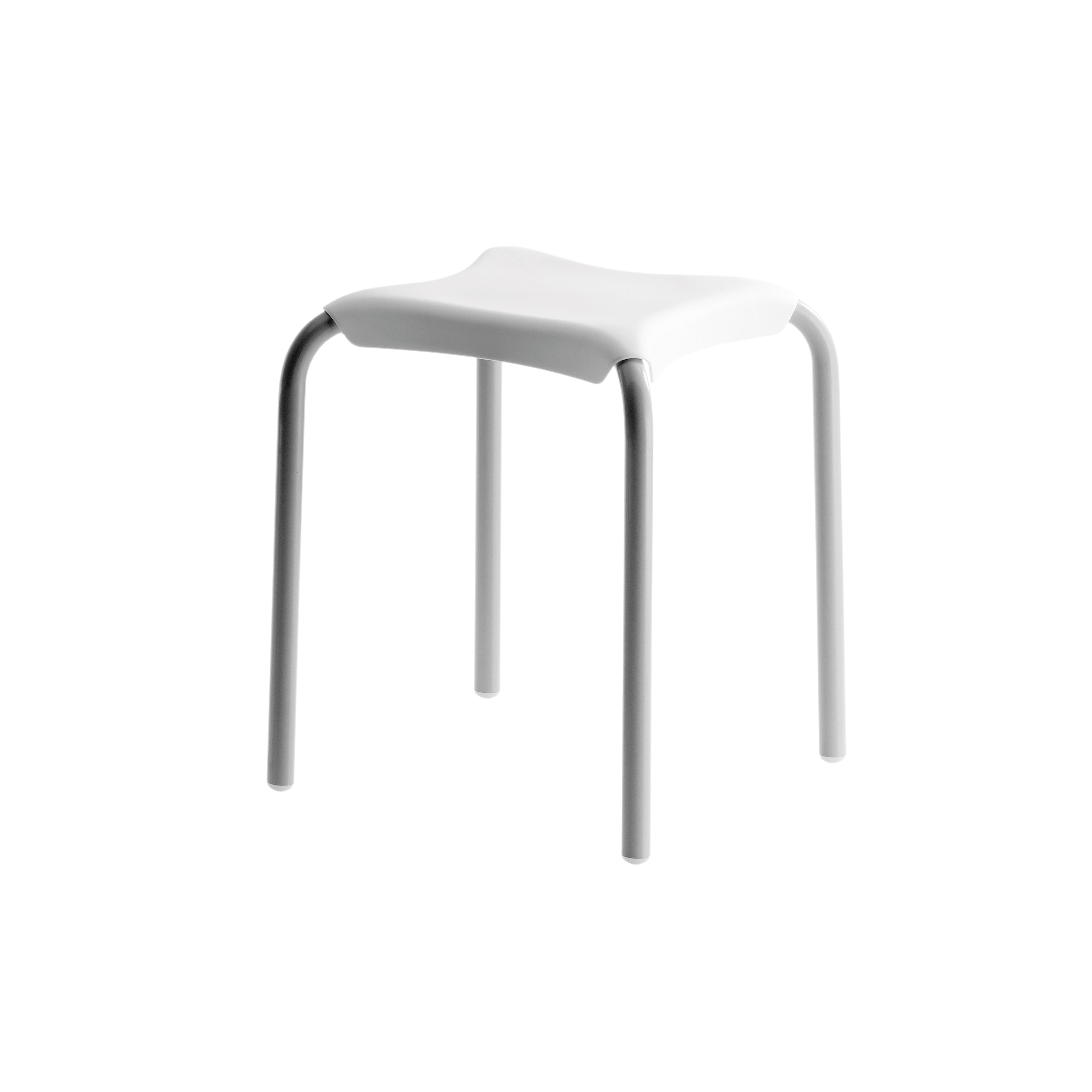 Mostra il prodotto Sgabello SIT. Seduta in ABS bianco. Struttura in alluminio verniciato con polvere epossidica grigia del produttore COLOMBO DESIGN