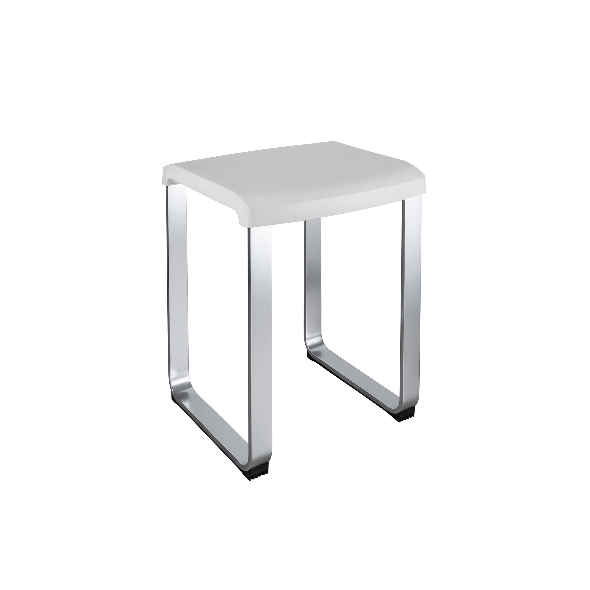 Display product FLAT Seat. Seat: thermoplastic resin. Frame: anodized aluminium from manufacturer COLOMBO DESIGN