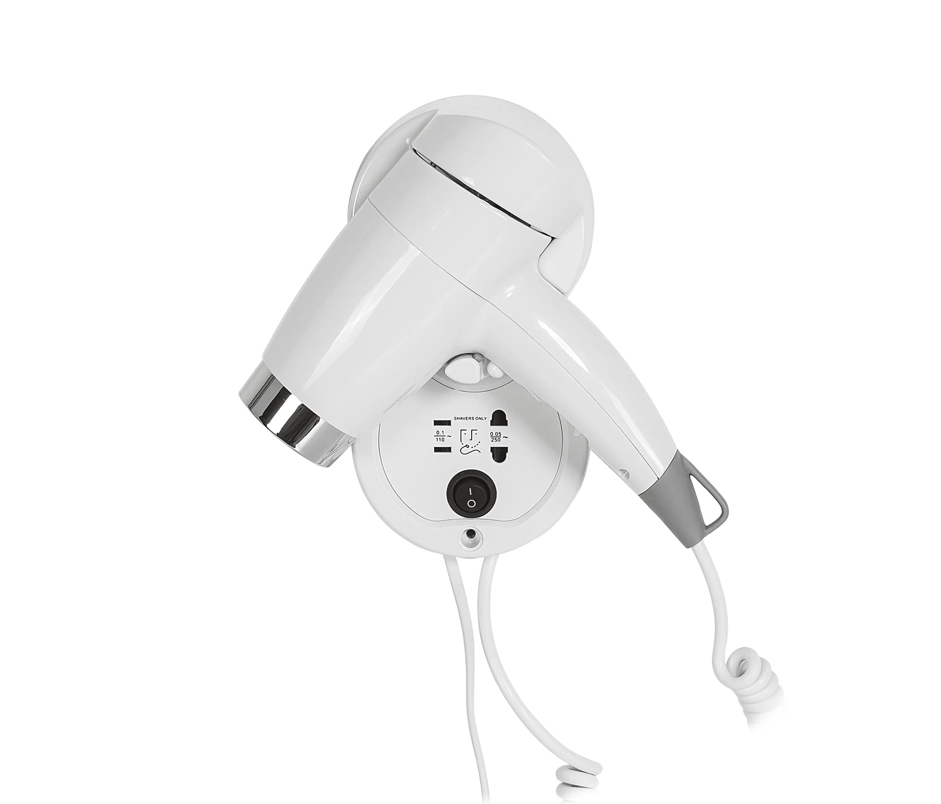 COLOMBO DESIGN - Aciugacapelli da parete con presa universale per rasoio 110/220V