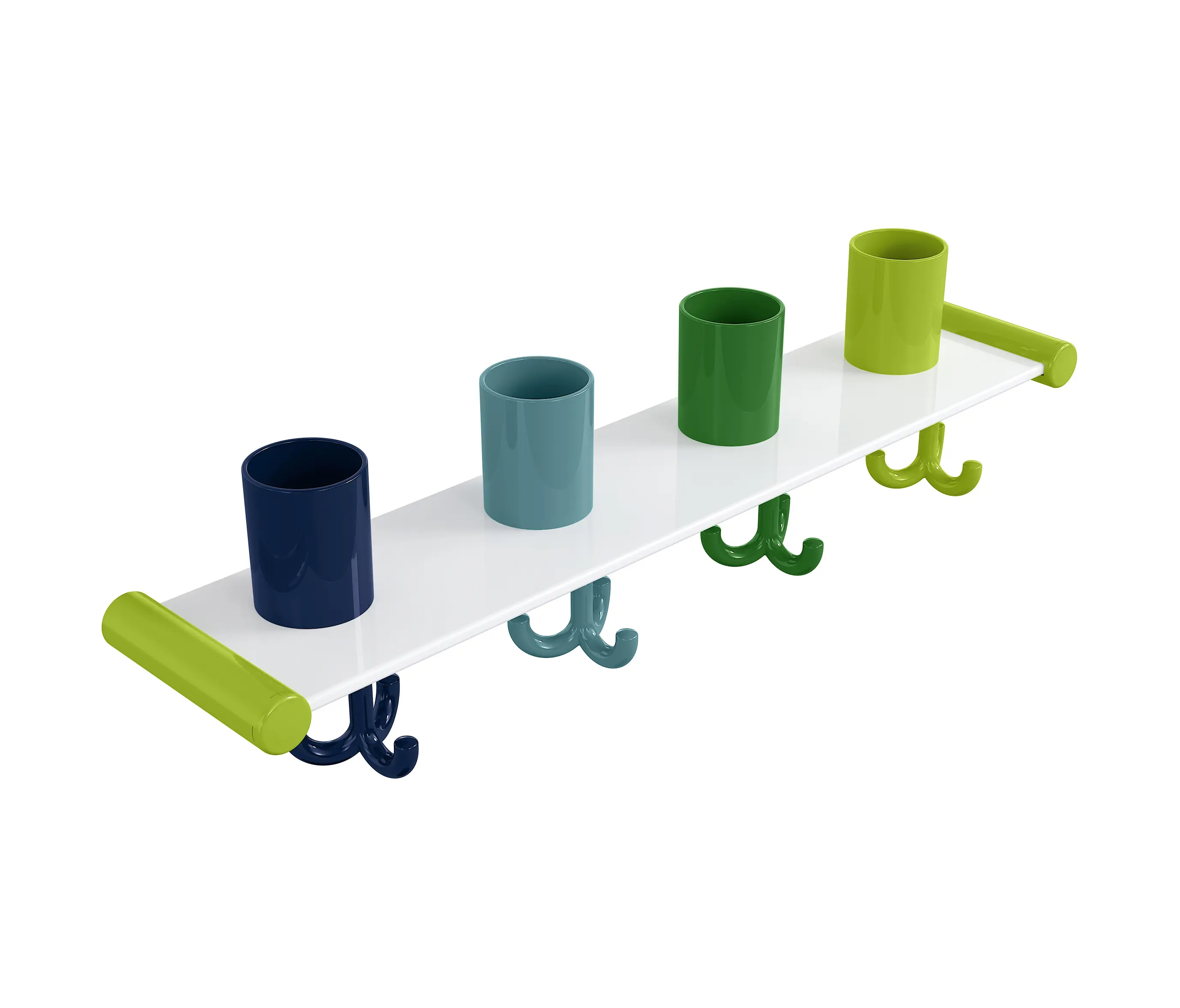 HEWI - Zahnputzbecherleiste mit Haken, 4 Plätze