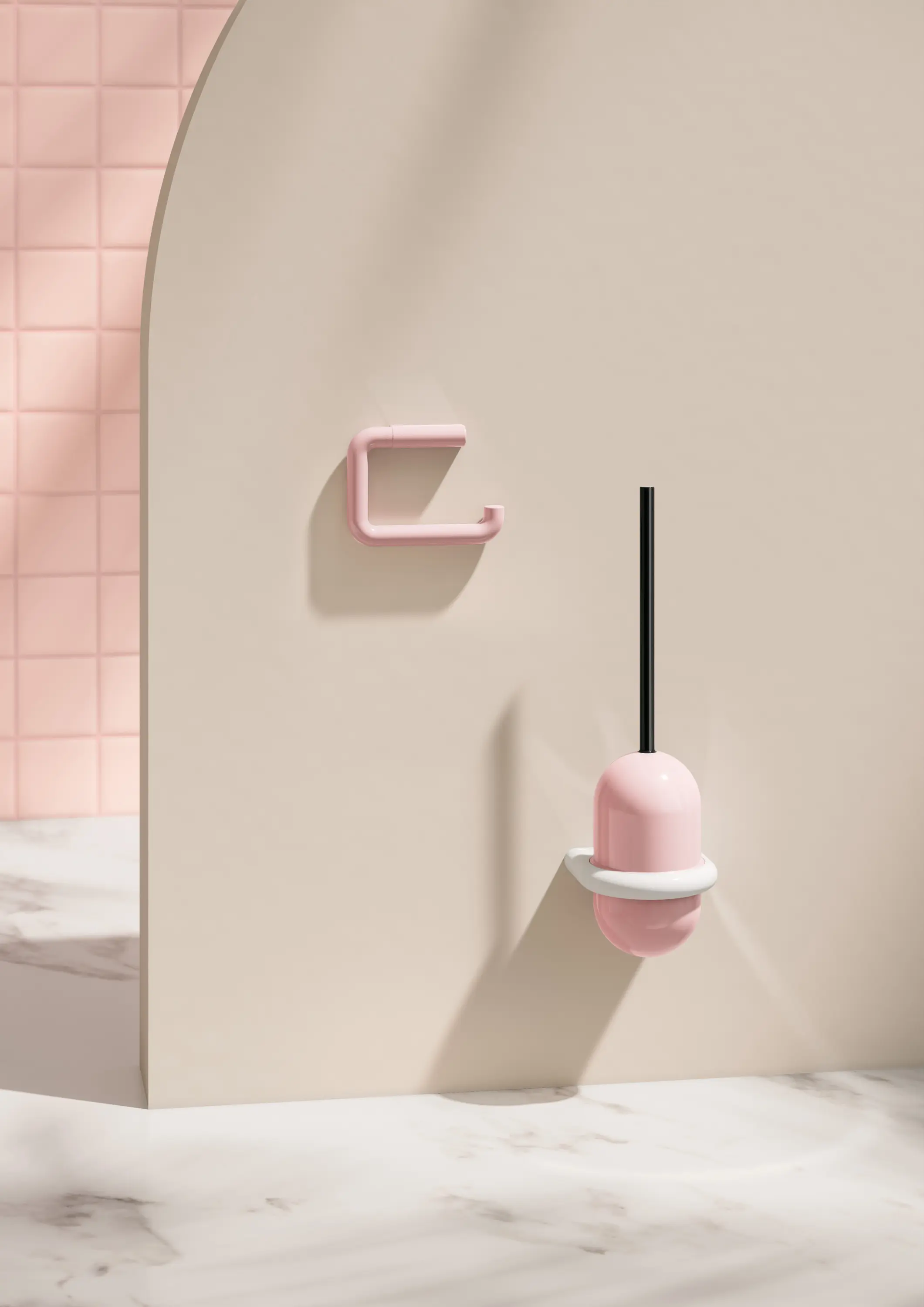 HEWI - Toilet brush unit and toilet roll holder set