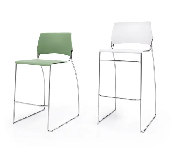AKABA - Ados barstool with footrest and backrest, stackable