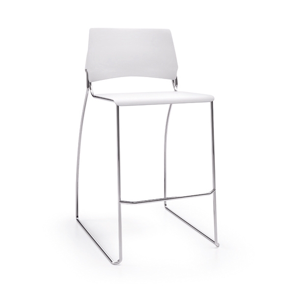 Ados barstool with footrest and backrest, stackable
