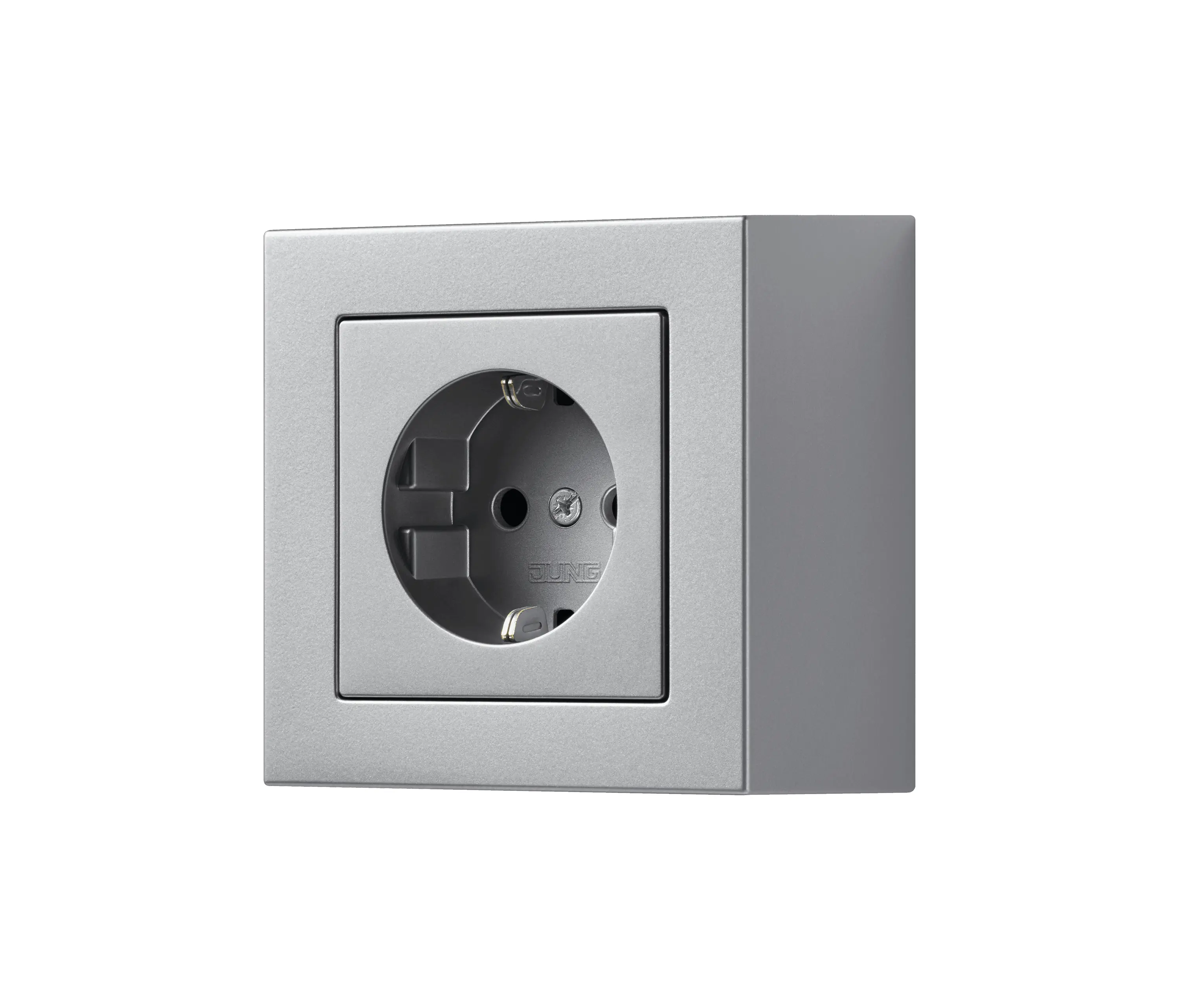 JUNG - A CUBE SCHUKO socket in aluminium