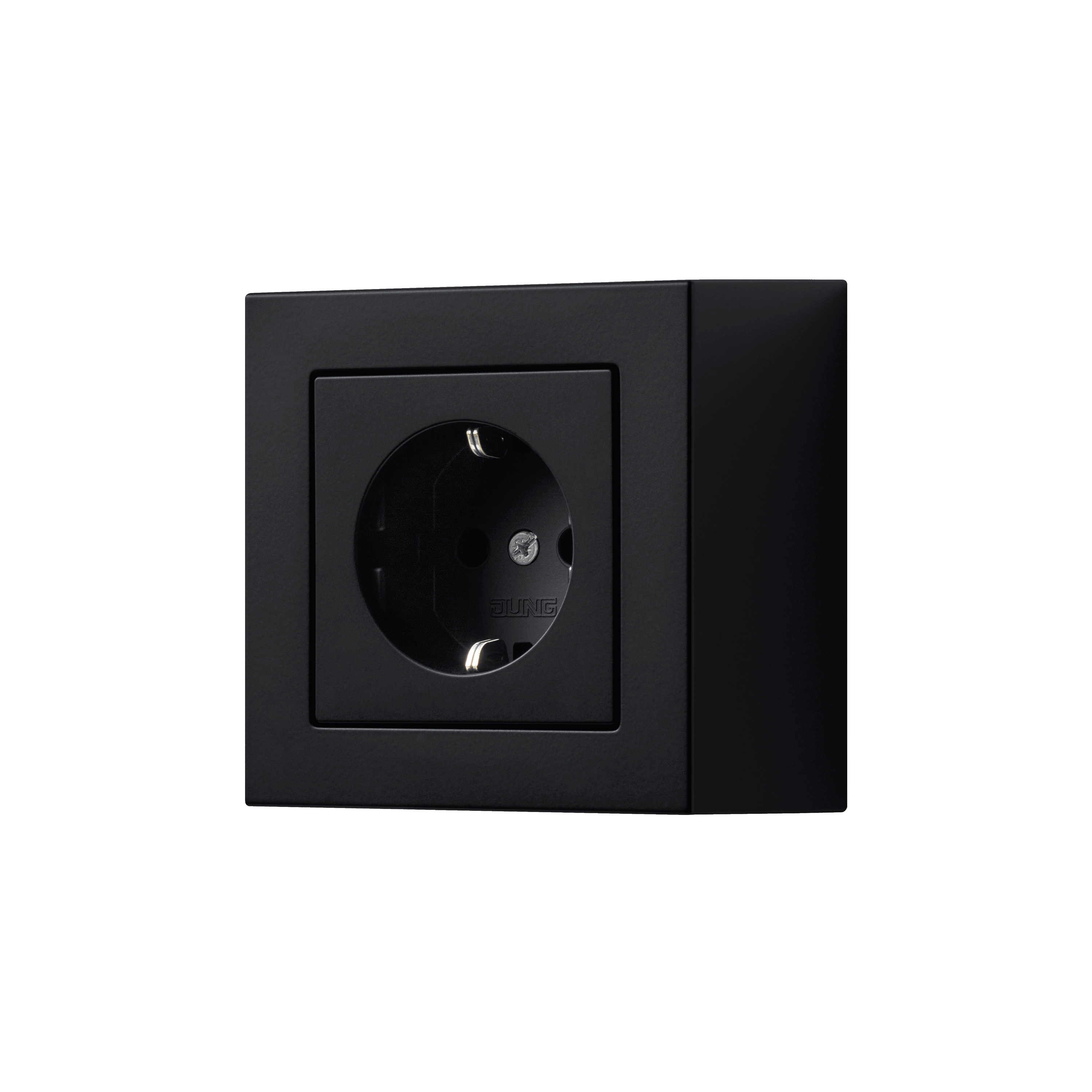 Display product A CUBE SCHUKO socket in matt graphite black from manufacturer JUNG