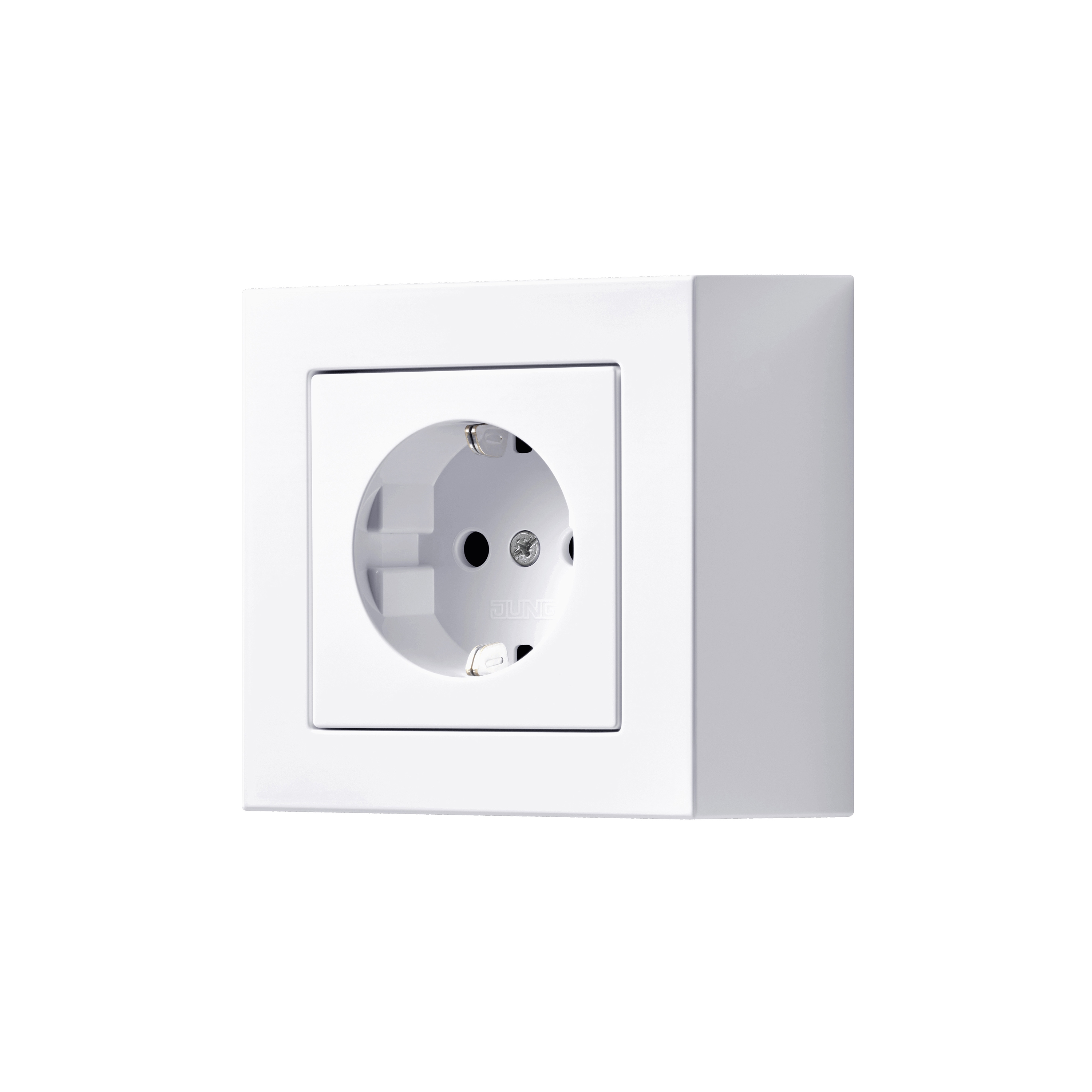 A CUBE SCHUKO socket in white