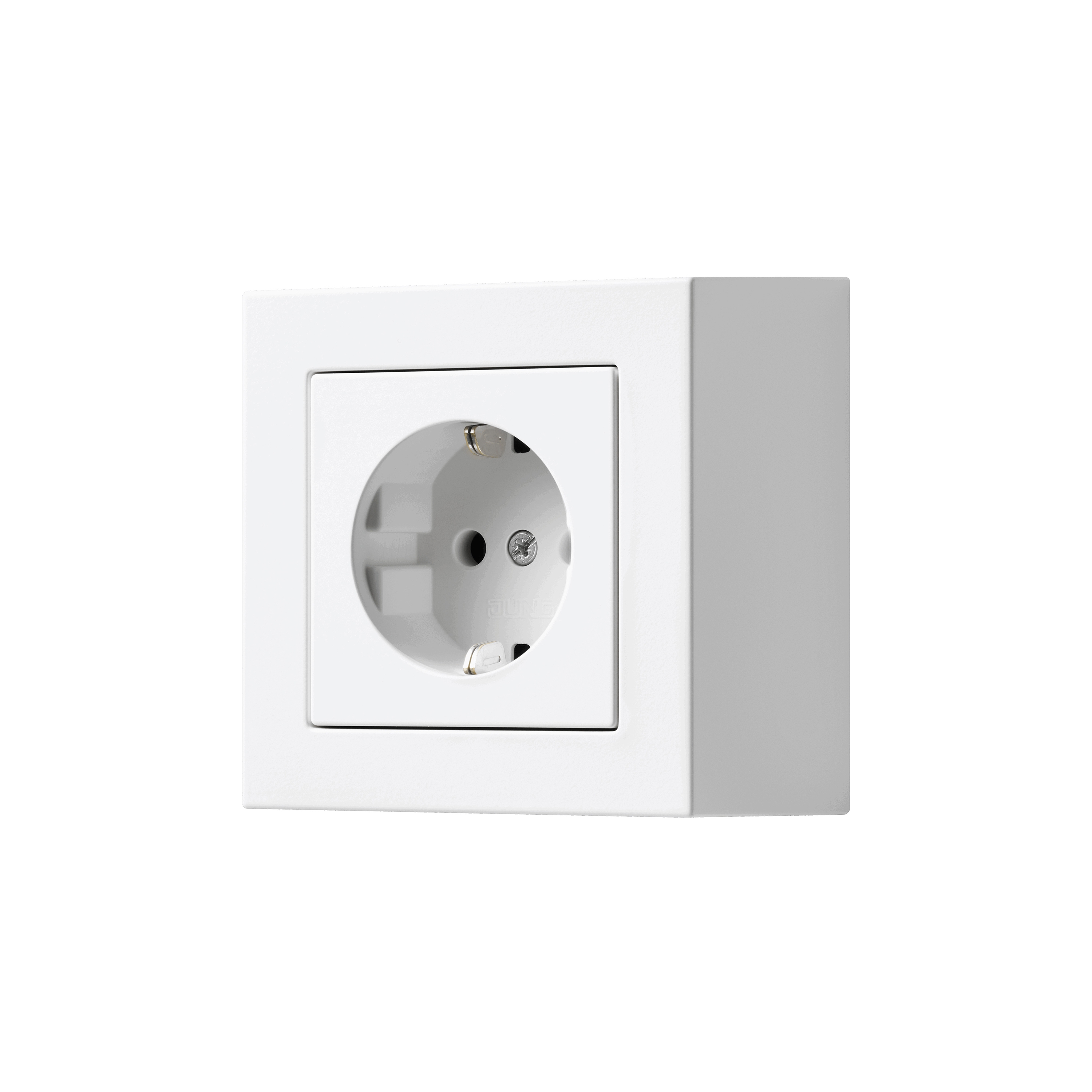 A CUBE SCHUKO socket in matt snow white