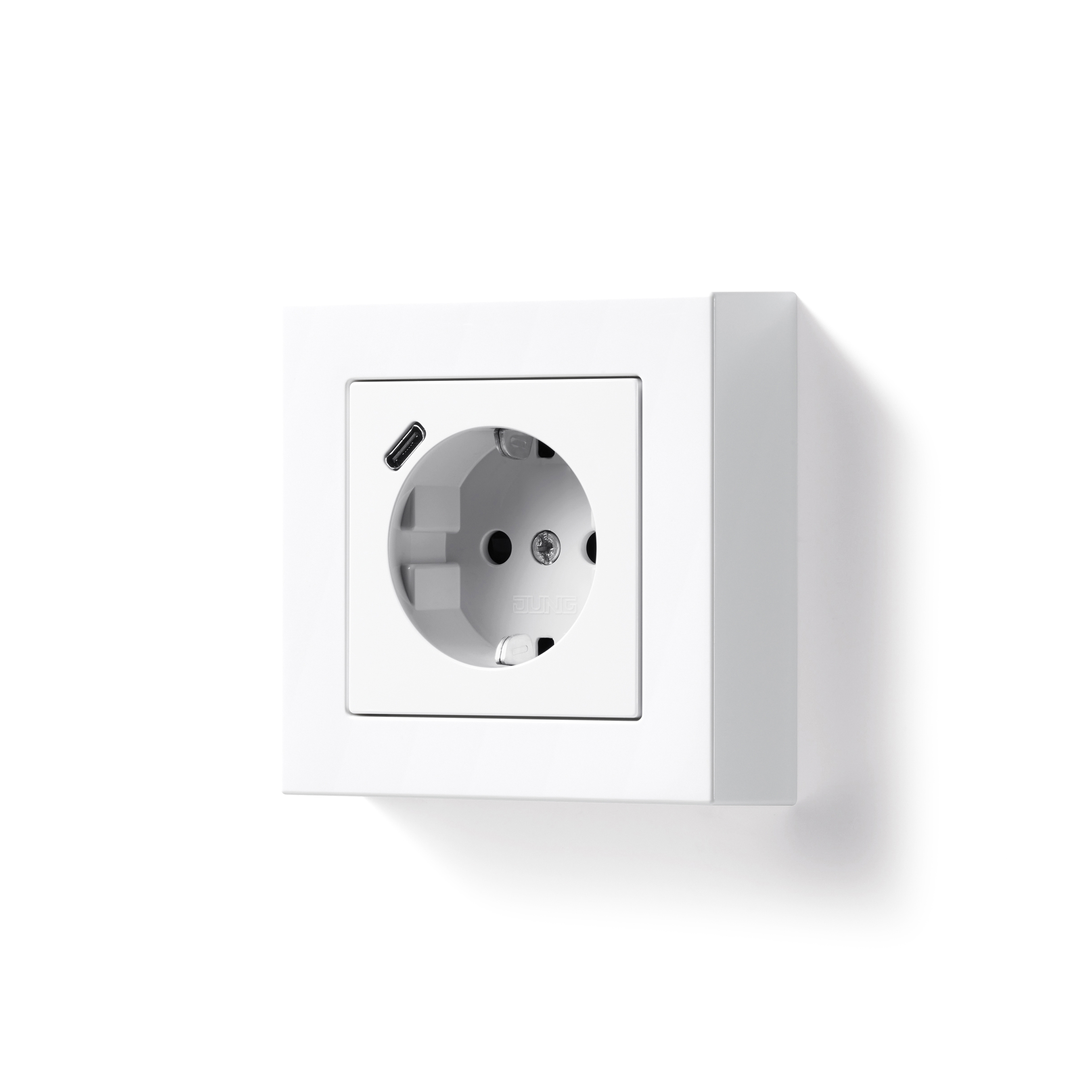 Display product A 550 | raised frame USB Socket high alpine white from manufacturer JUNG