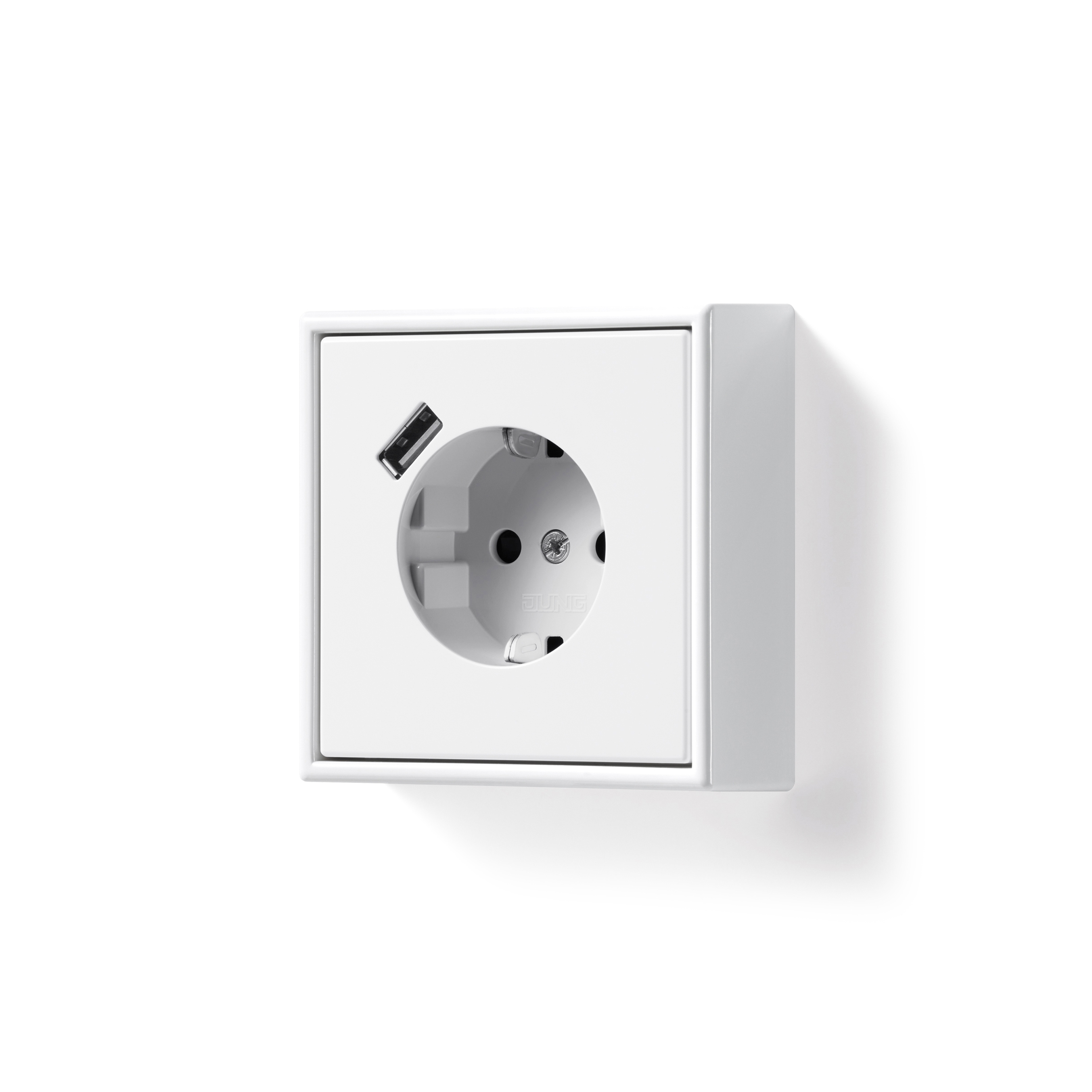 Display product LS 990 | raised frame USB Socket high alpine white from manufacturer JUNG