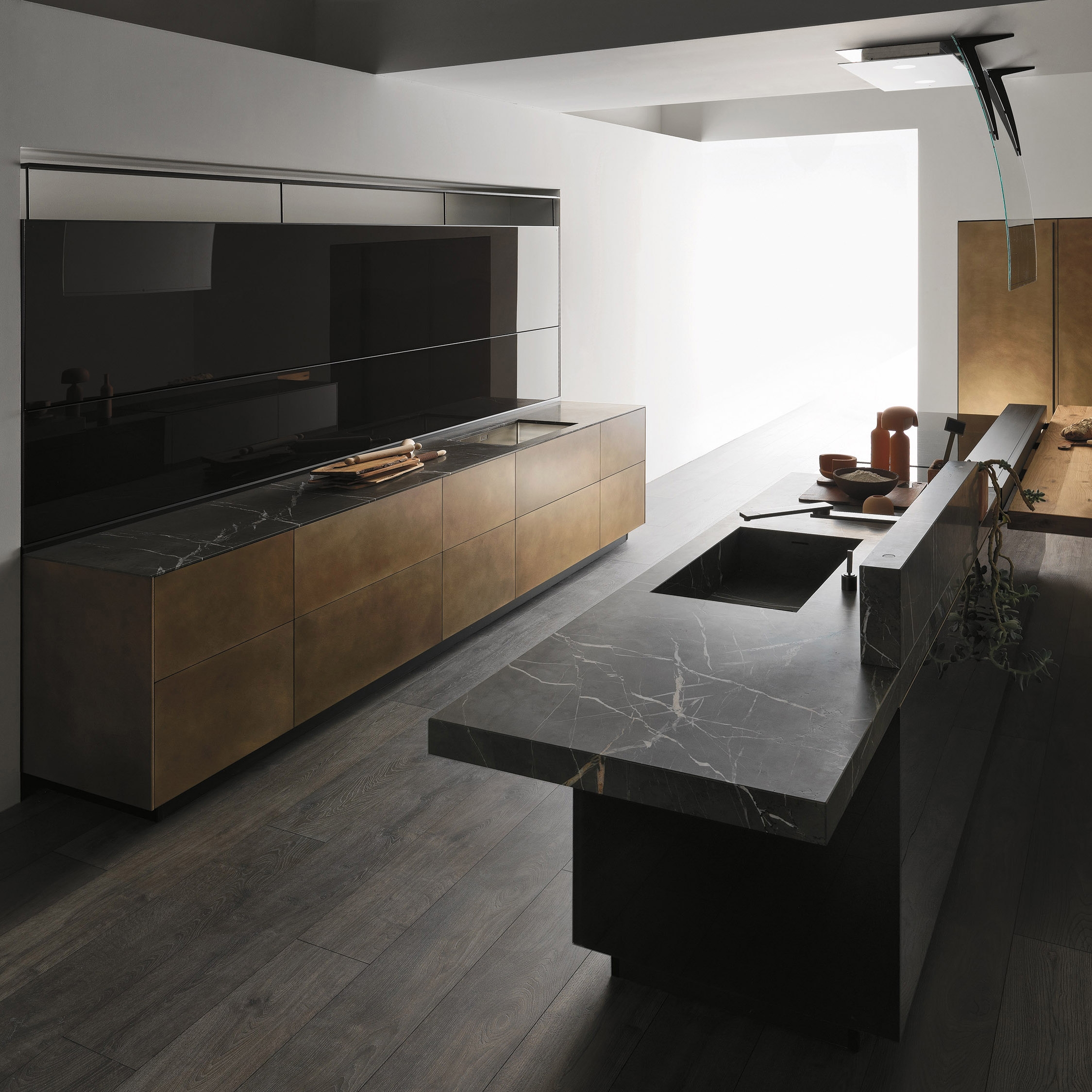 Display product Artematica | Antique Brass and Grey Antalya Stone Top from manufacturer Valcucine