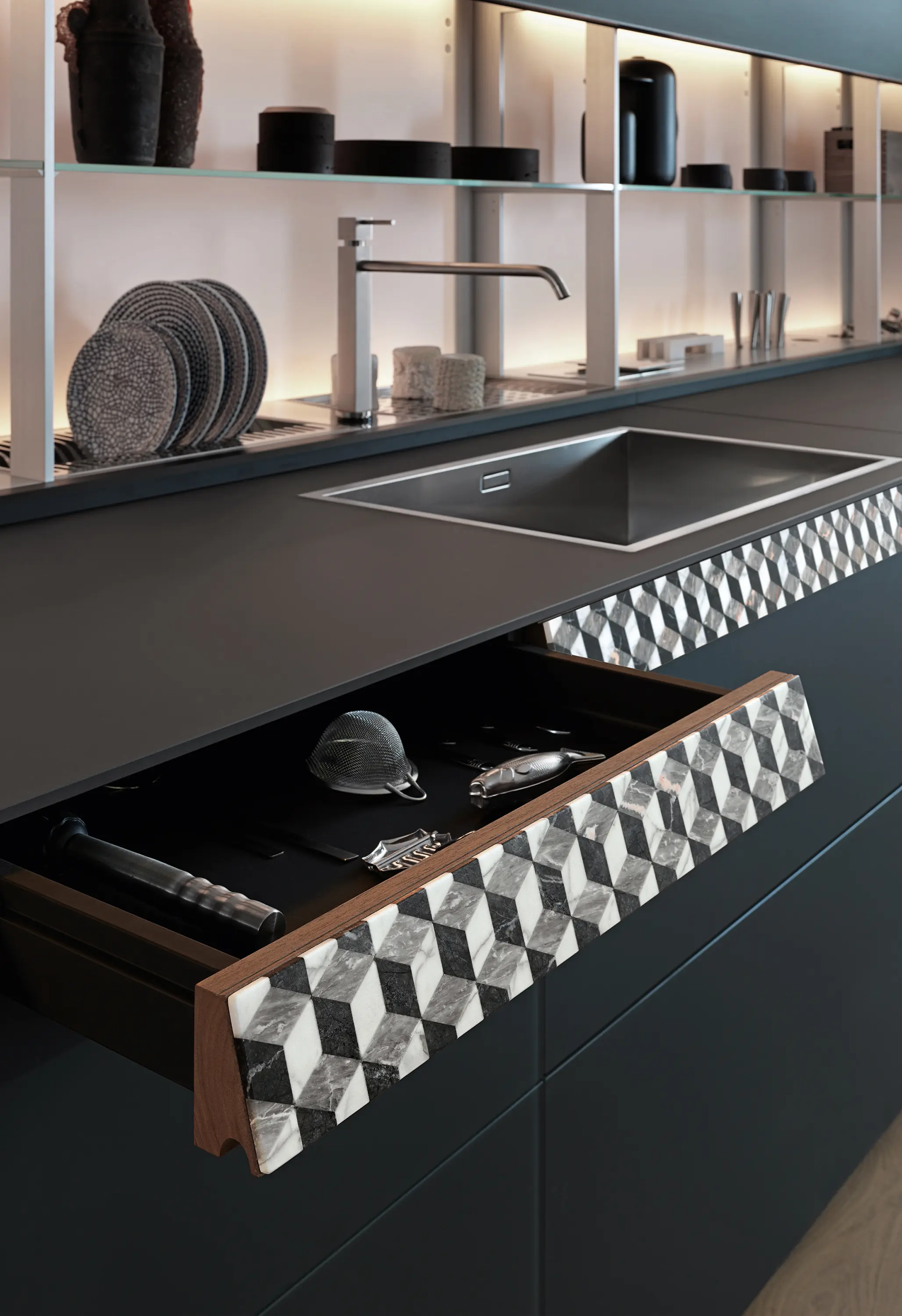 Valcucine - Genius Loci | Vitrum Ardesia with V-Motion