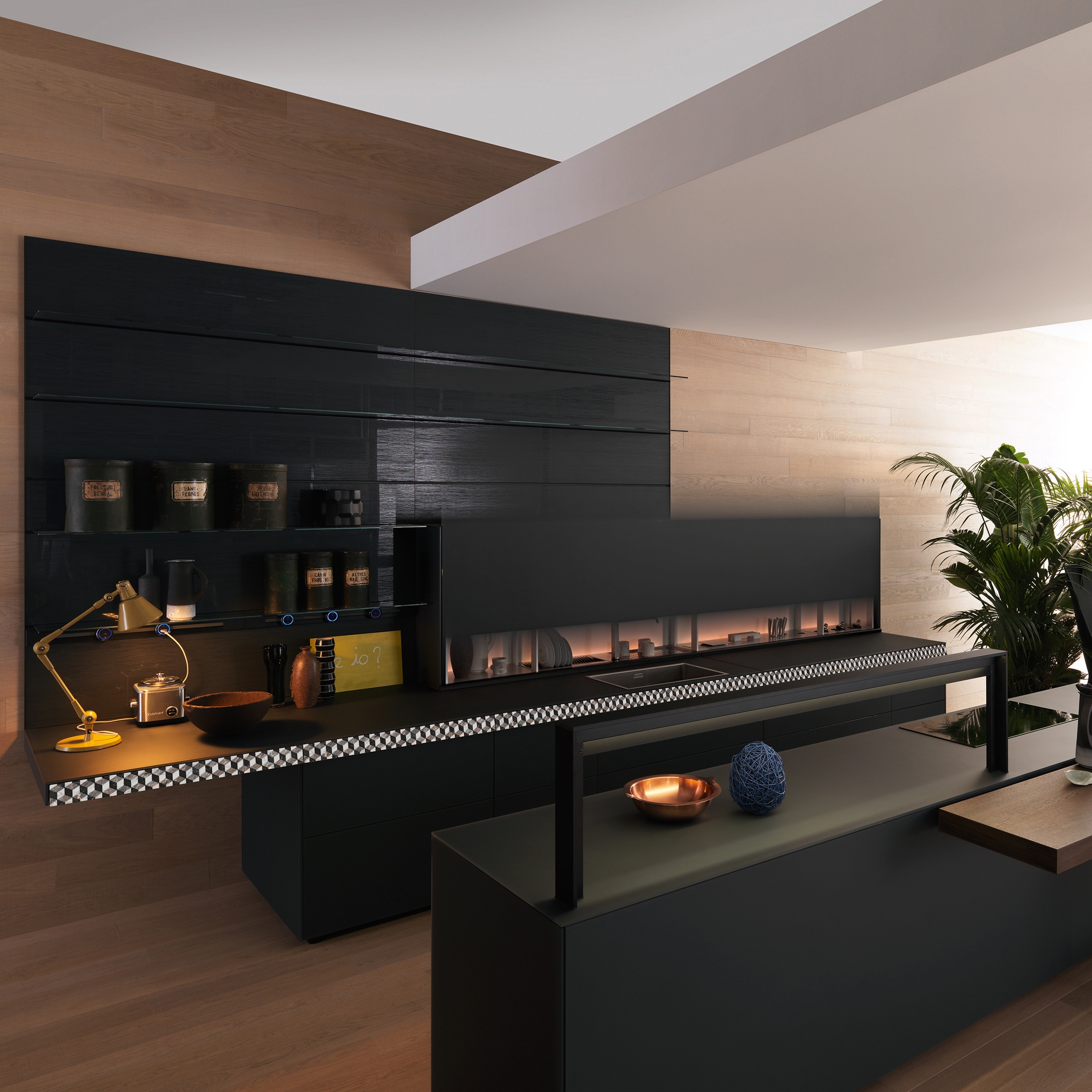 Display product Genius Loci | Vitrum Ardesia with V-Motion from manufacturer Valcucine
