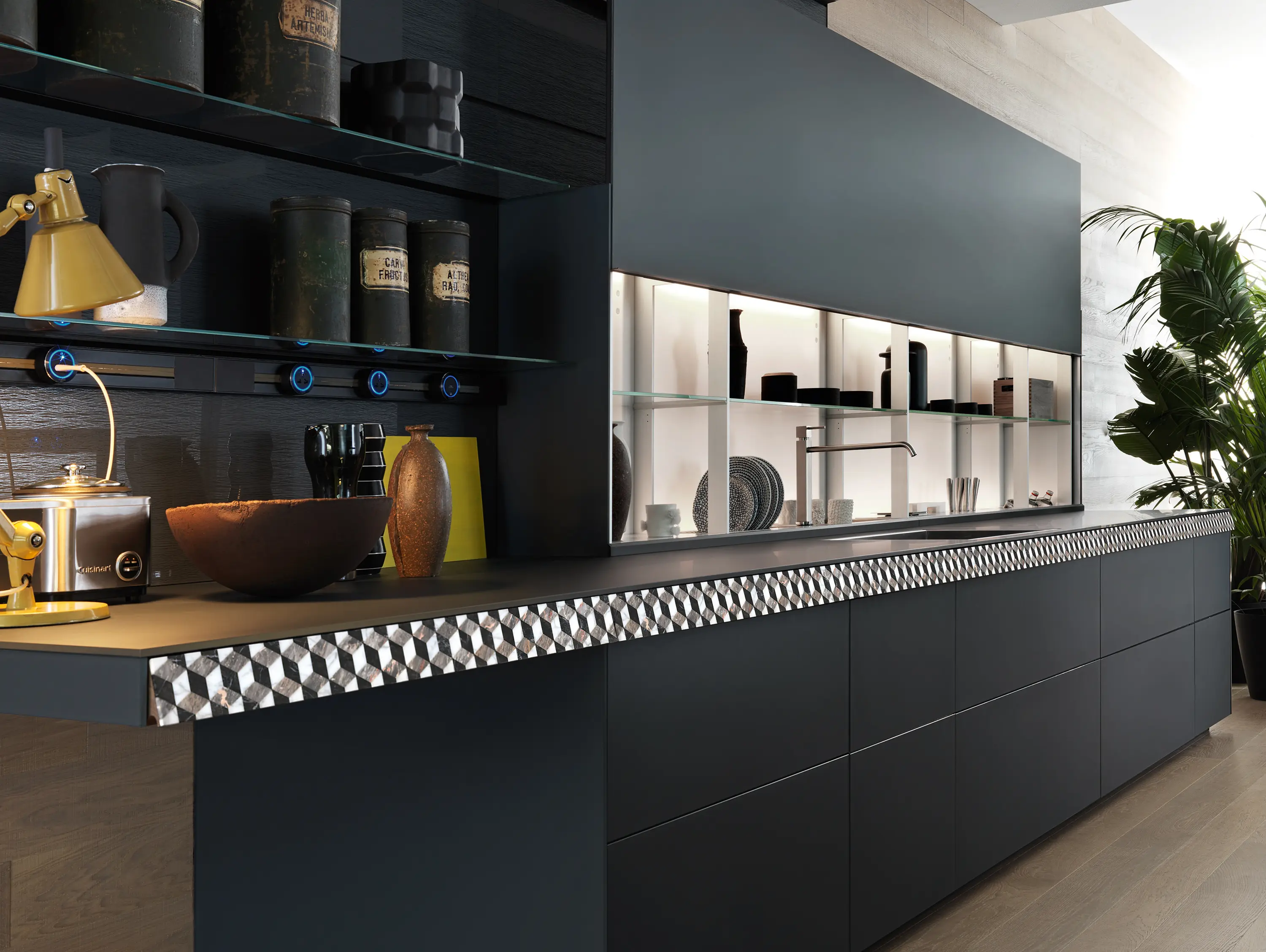Valcucine - Genius Loci | Vitrum Ardesia with V-Motion