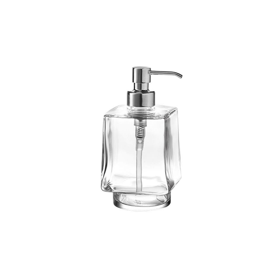 Display product Divo Extra clear transparent glass soap dispenser with chrome-plated brass pump, for art. A1510N from manufacturer Inda