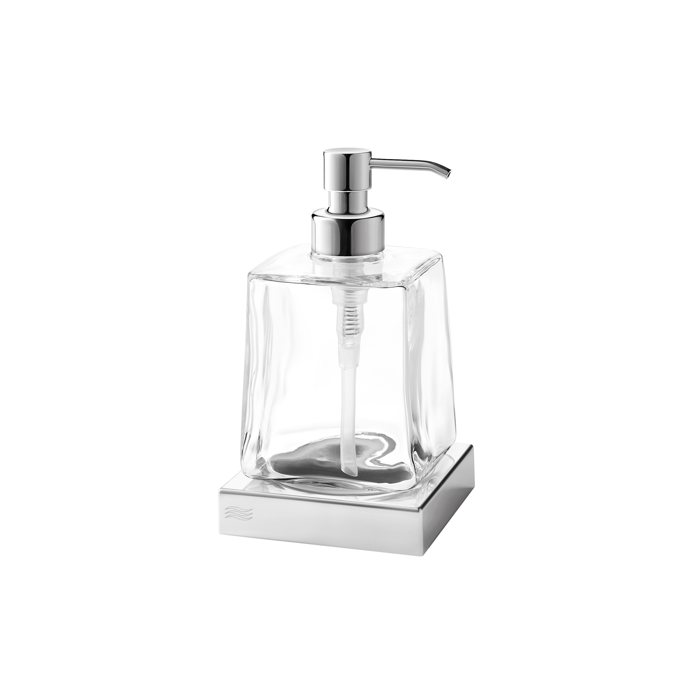 Display product Divo Tabletop soap dispenser with glass container with chrome-plated brass pump from manufacturer Inda