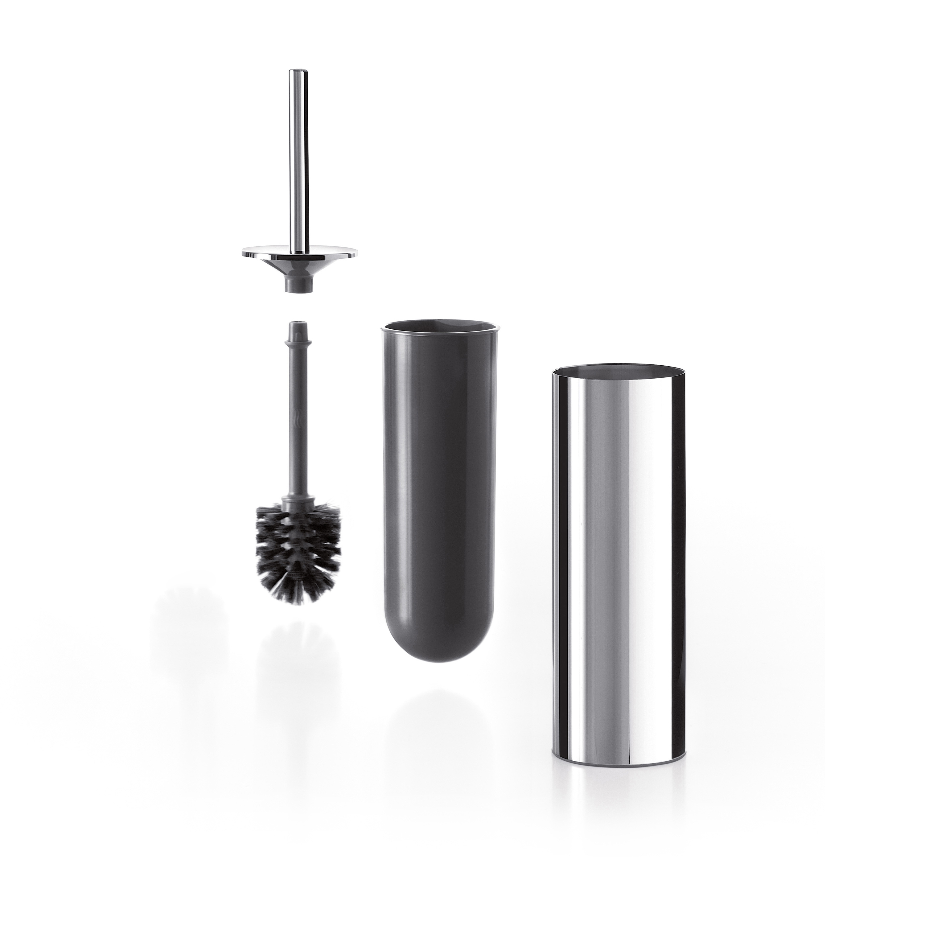 Display product Mito Wall-mounted / free-standing toilet brush holder, grey spare brush included from manufacturer Inda