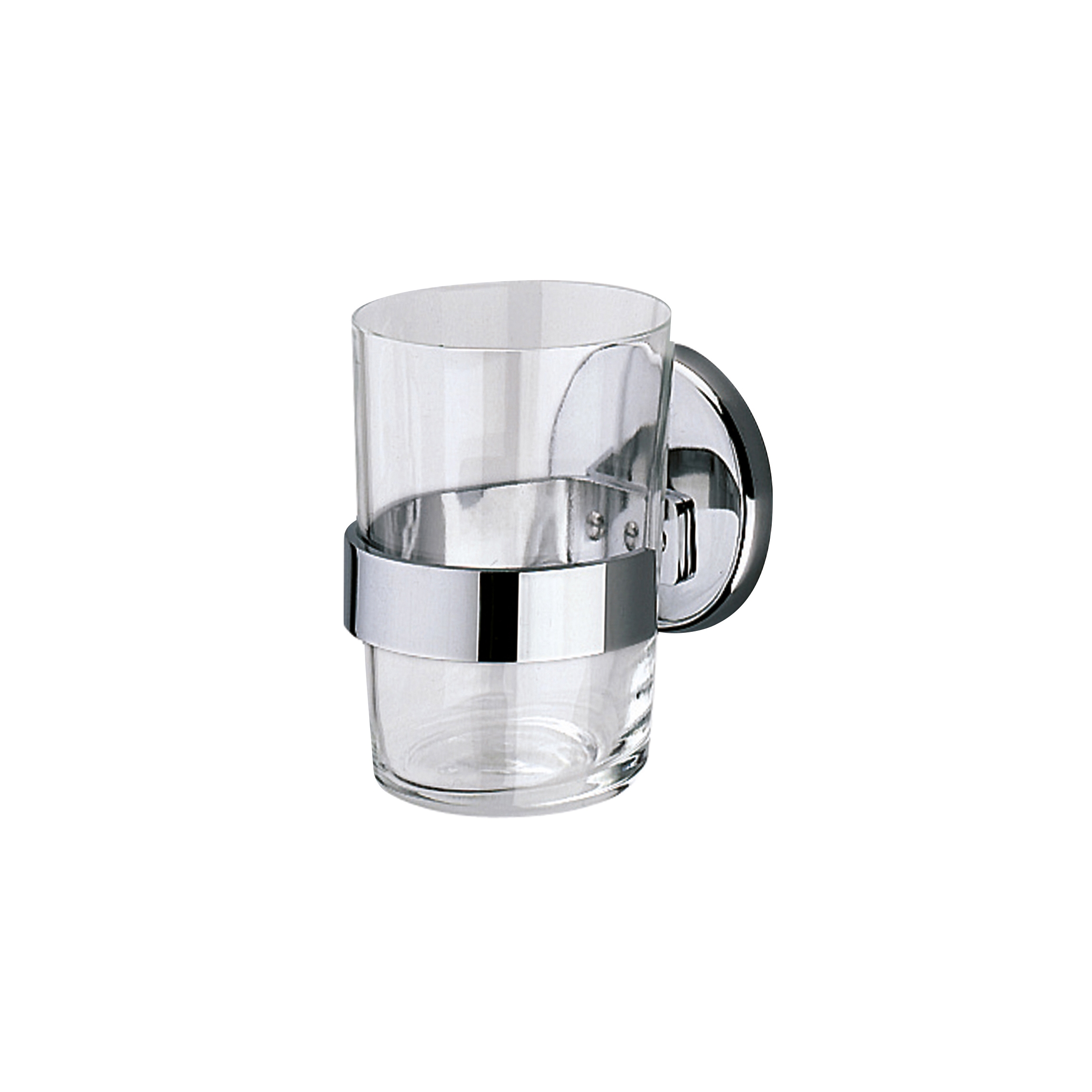 Vertoon produk Hotellerie Wall-mounted tumbler holder with extra clear transparent glass tumbler van vervaardiger Inda