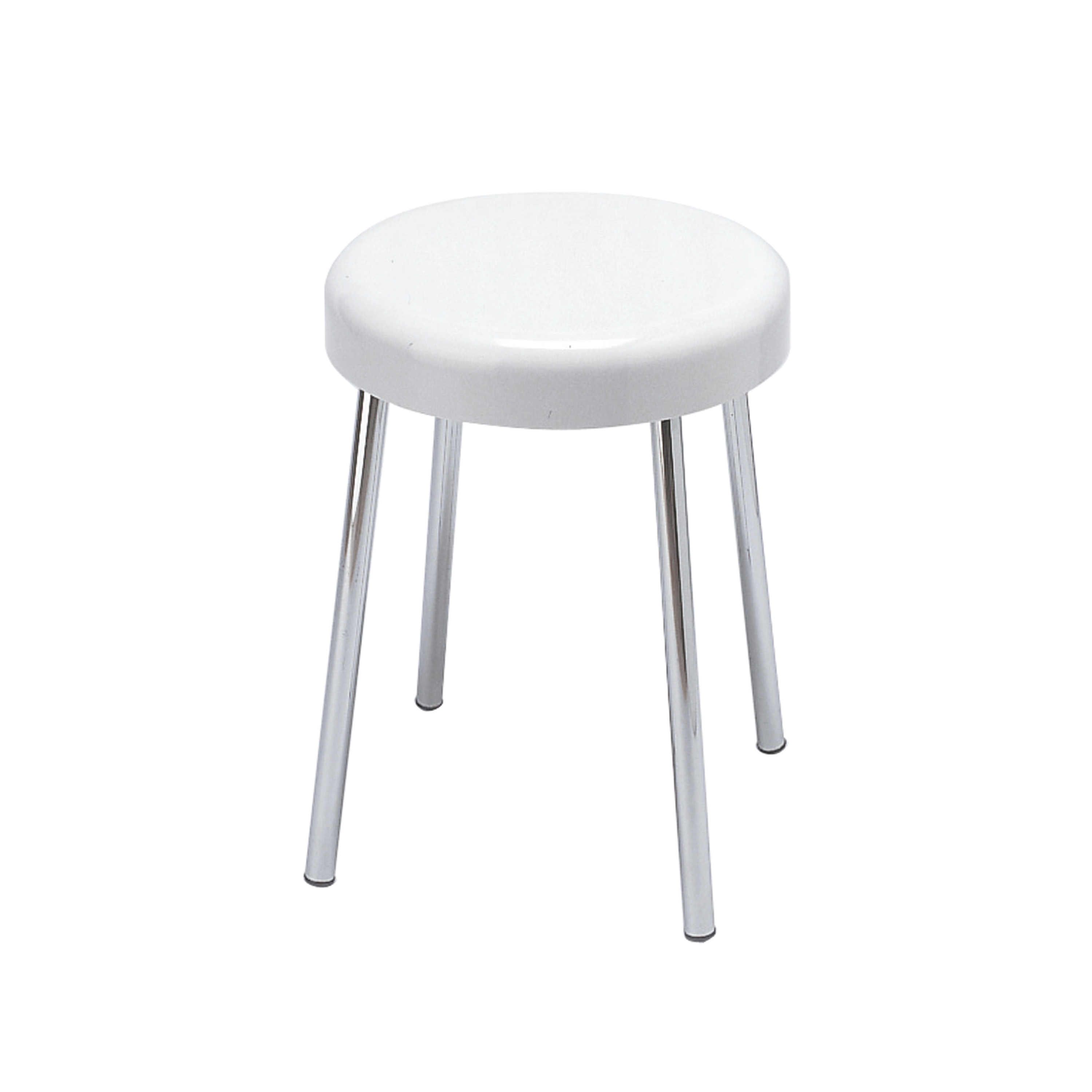 Stool with seat in ureic resin (UF), steel legs