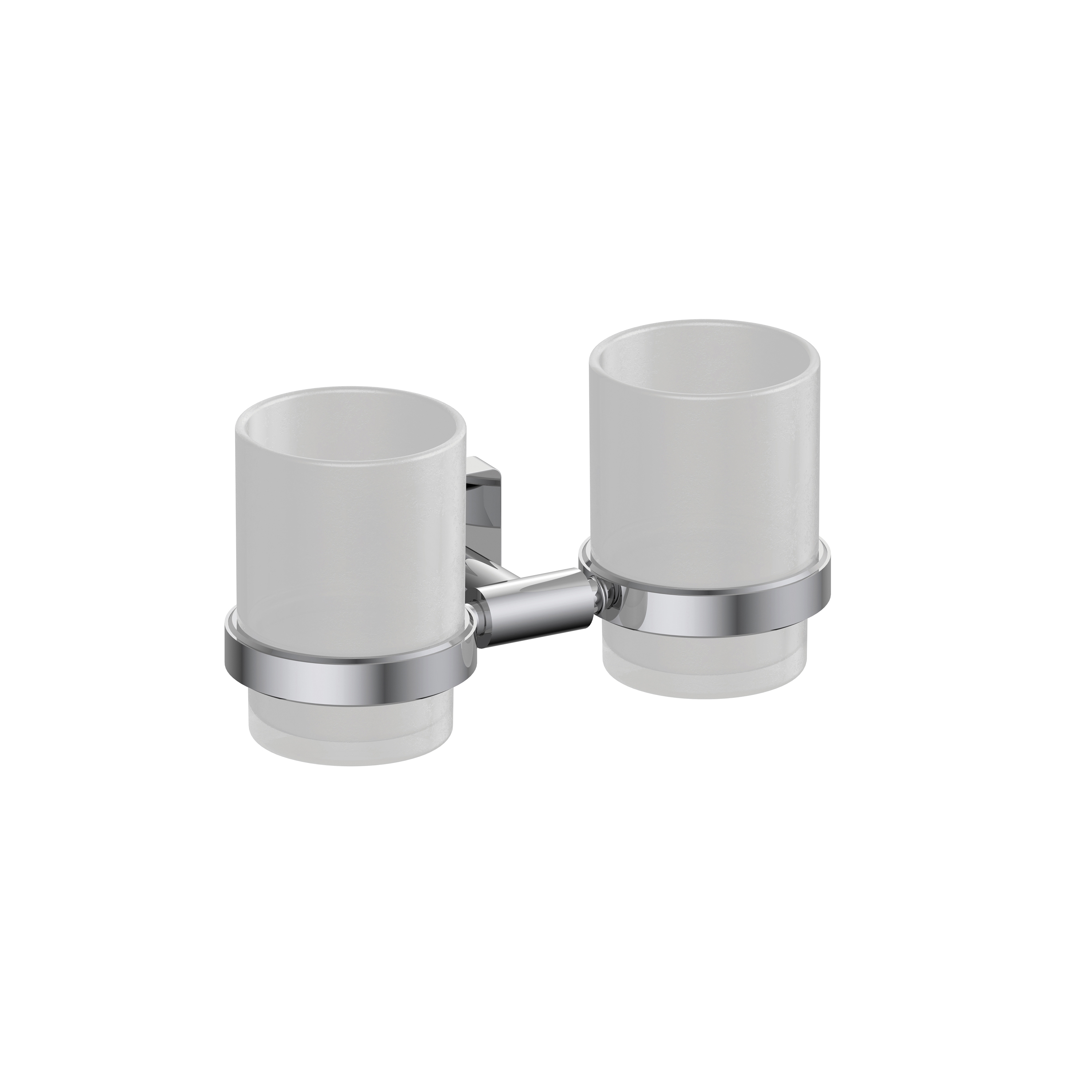 Vertoon produk Forum quadra Wall-mounted tumbler holder with 2 satined glass tumblers van vervaardiger Inda