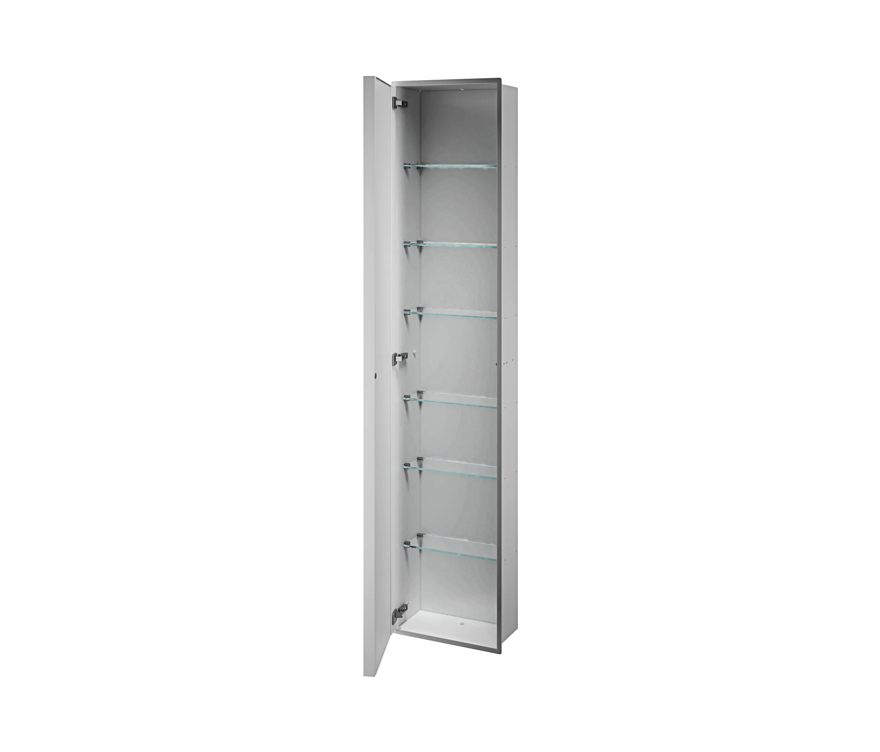 Inda - My secret Recessed modul with glass shelves, pivot door with internal mirror