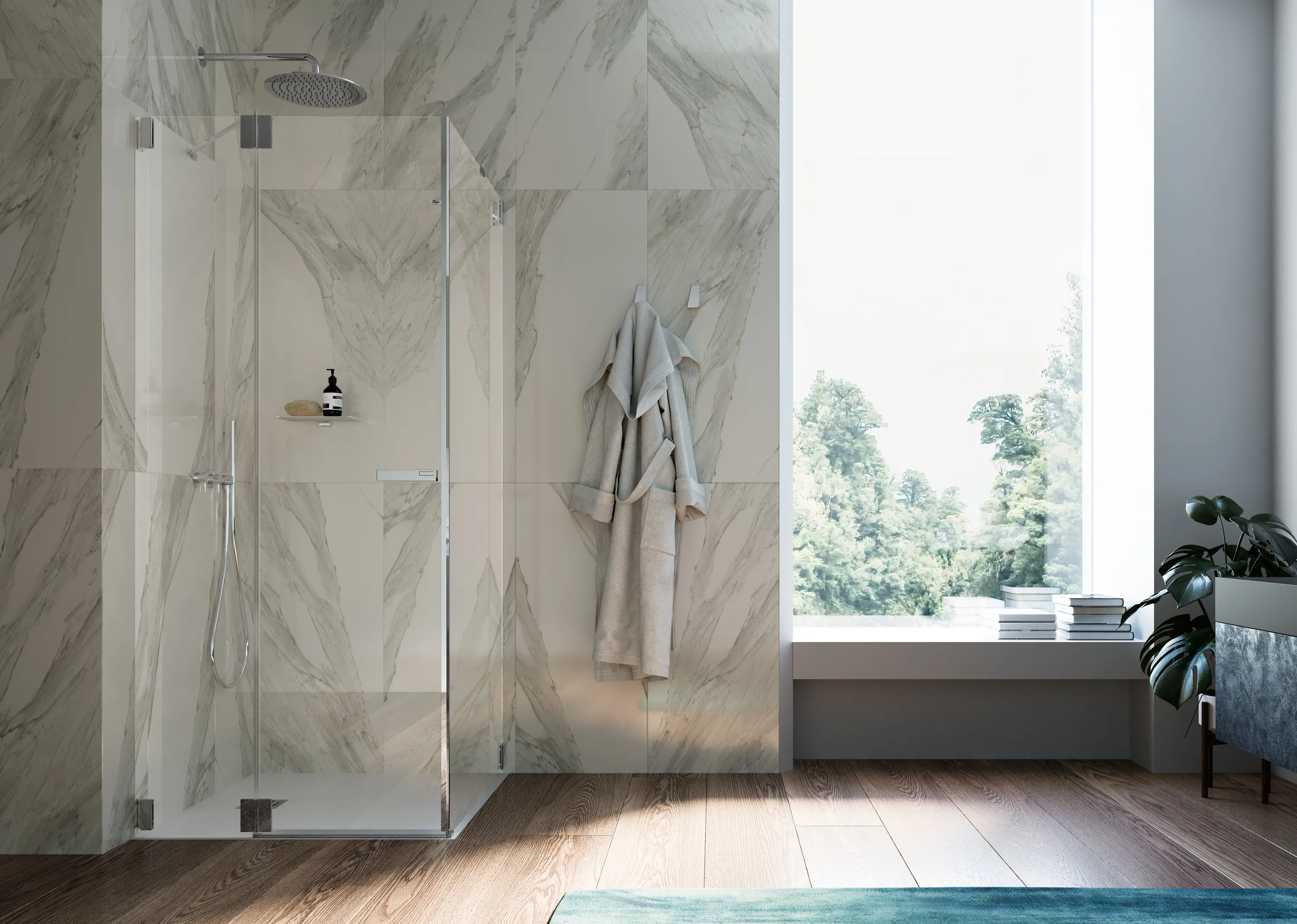 Inda - Praia Pivot door with fixed element