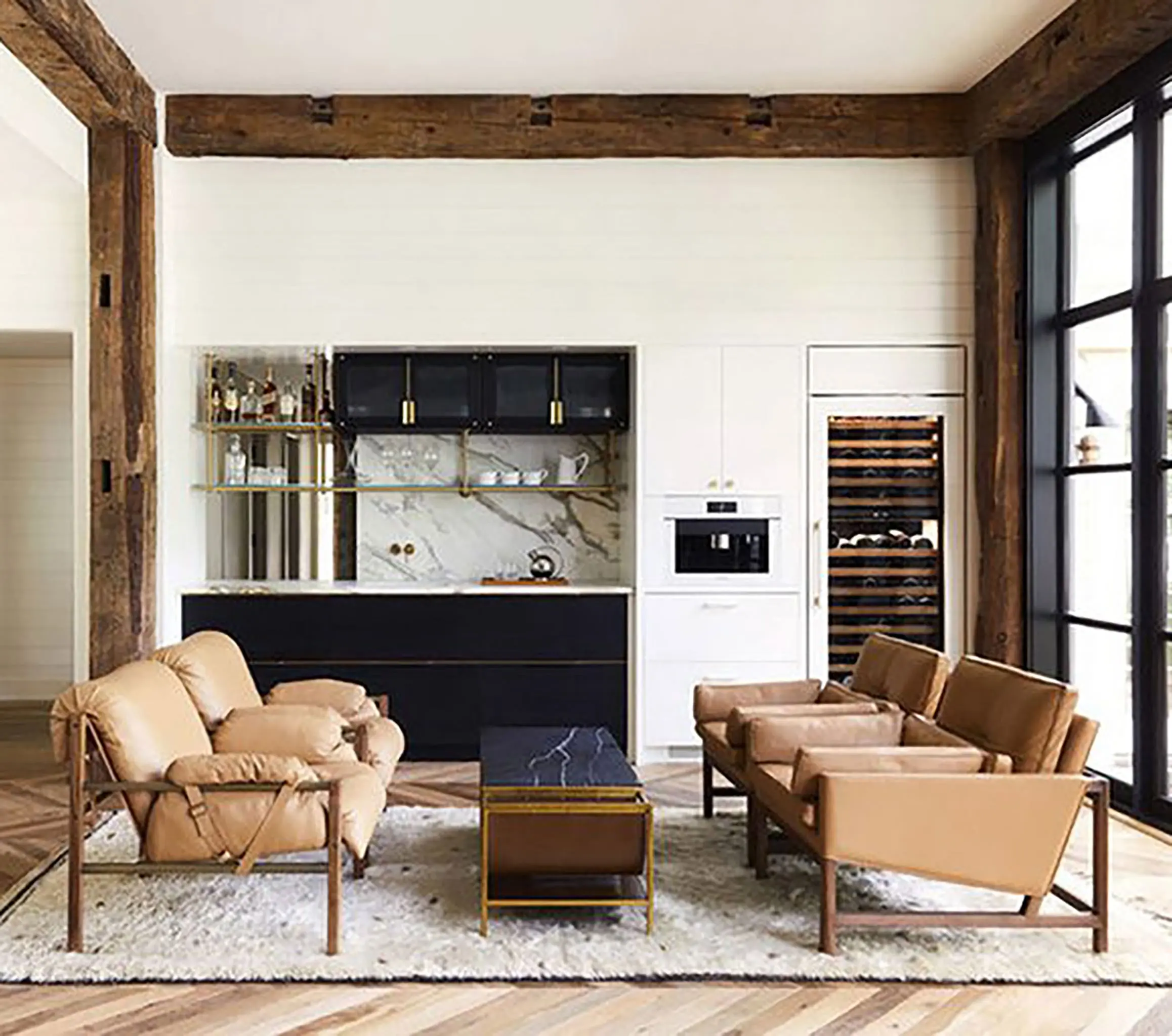 BassamFellows - Wood Frame Ottoman