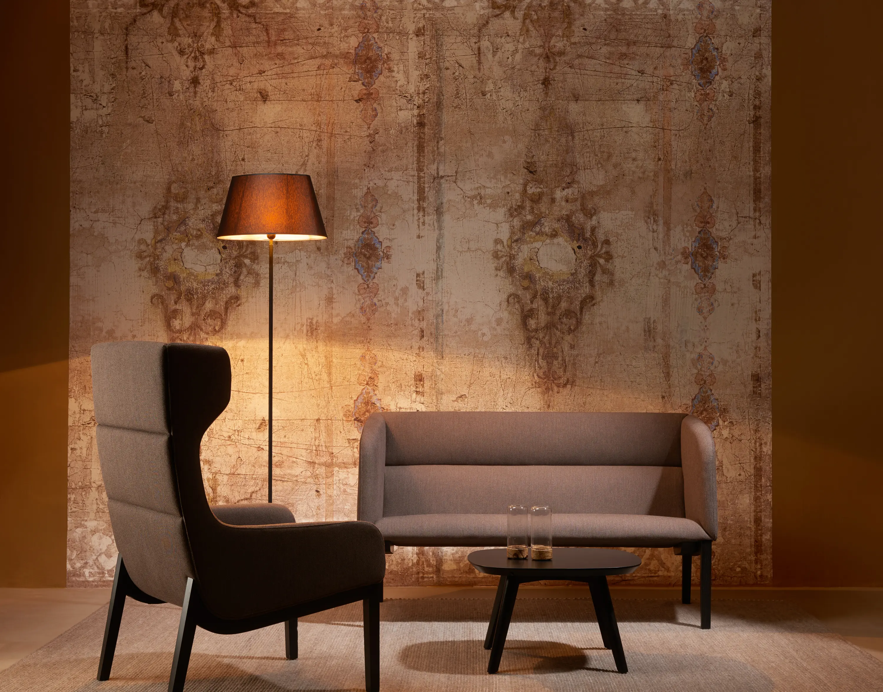 Rossin srl - aris lounge - Canapé 2 places bas, accoudoirs fermés