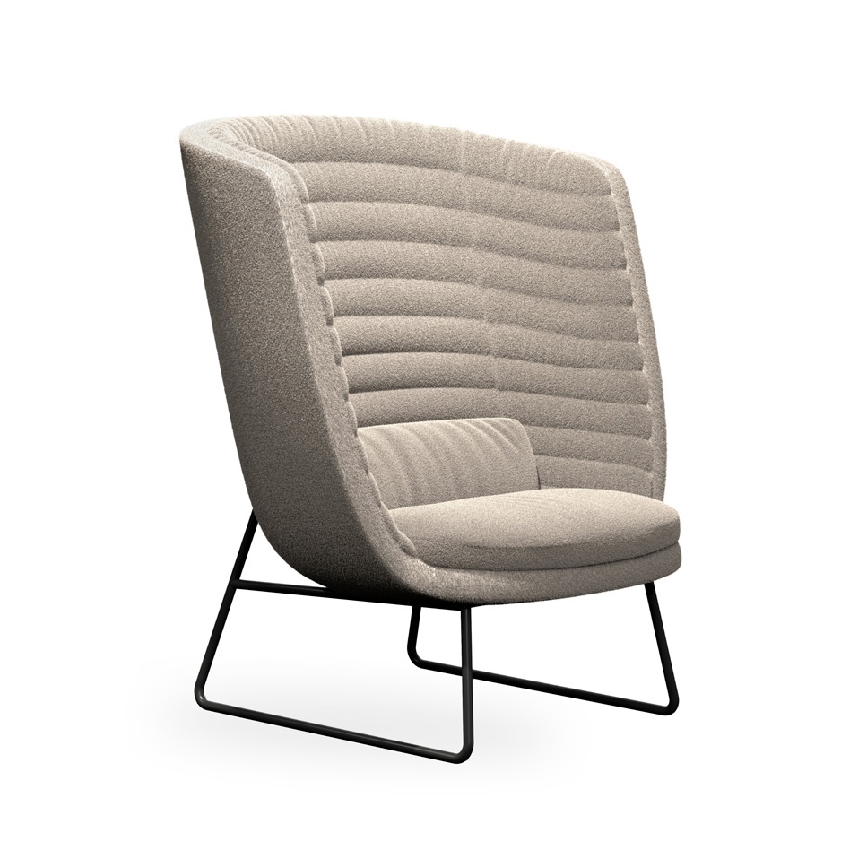 Afficher le produit cleo metal soft - lounge chair high backrest, sled pedestal du fabricant Rossin srl