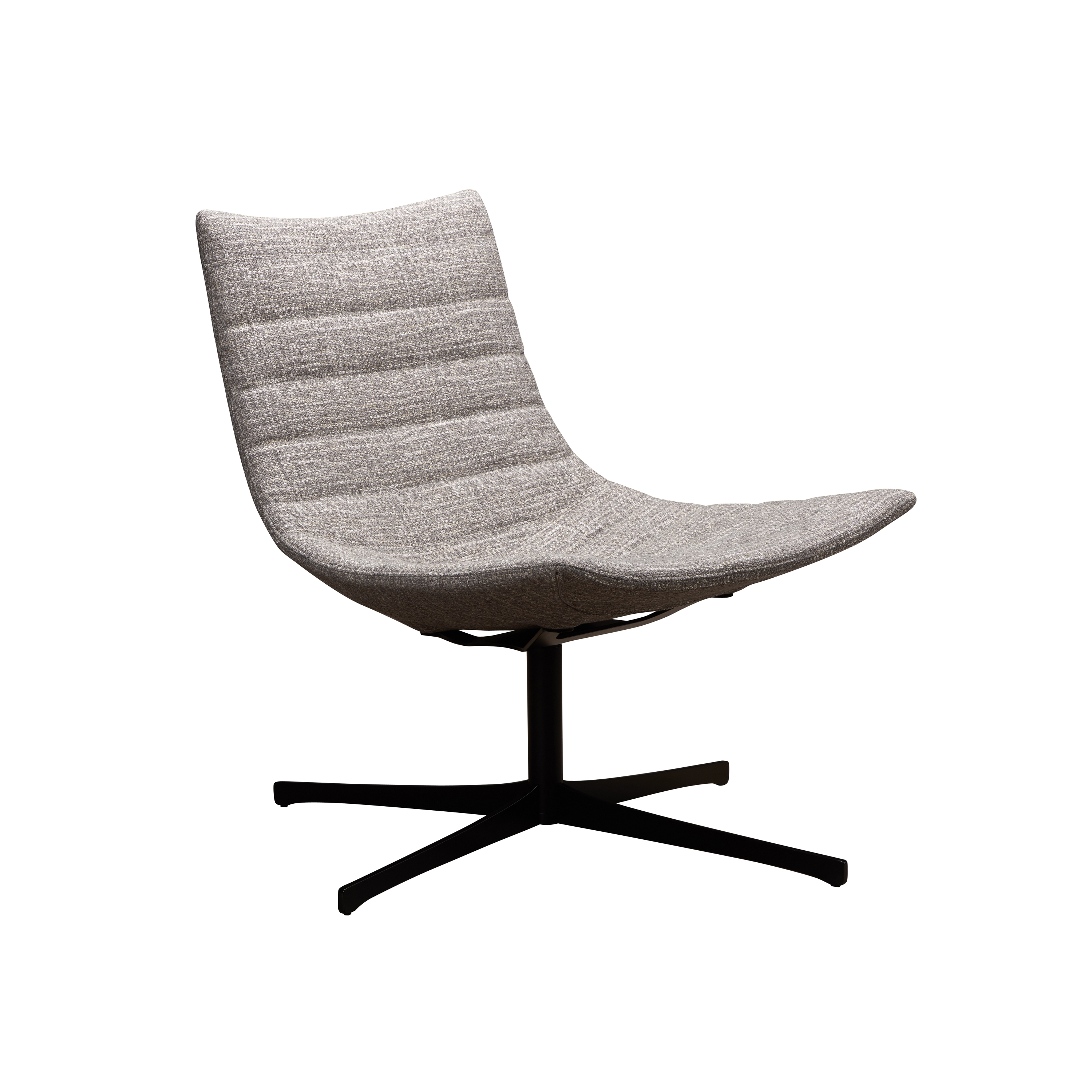 Vertoon produk luc soft - Lounge chair quilted, rotating 4-star base black varnished van vervaardiger Rossin srl