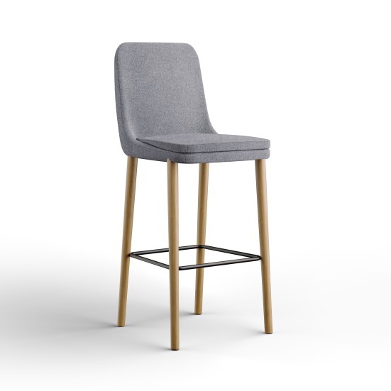 Display product sofie - Barstool, 4 wooden feet, high back from manufacturer Rossin srl