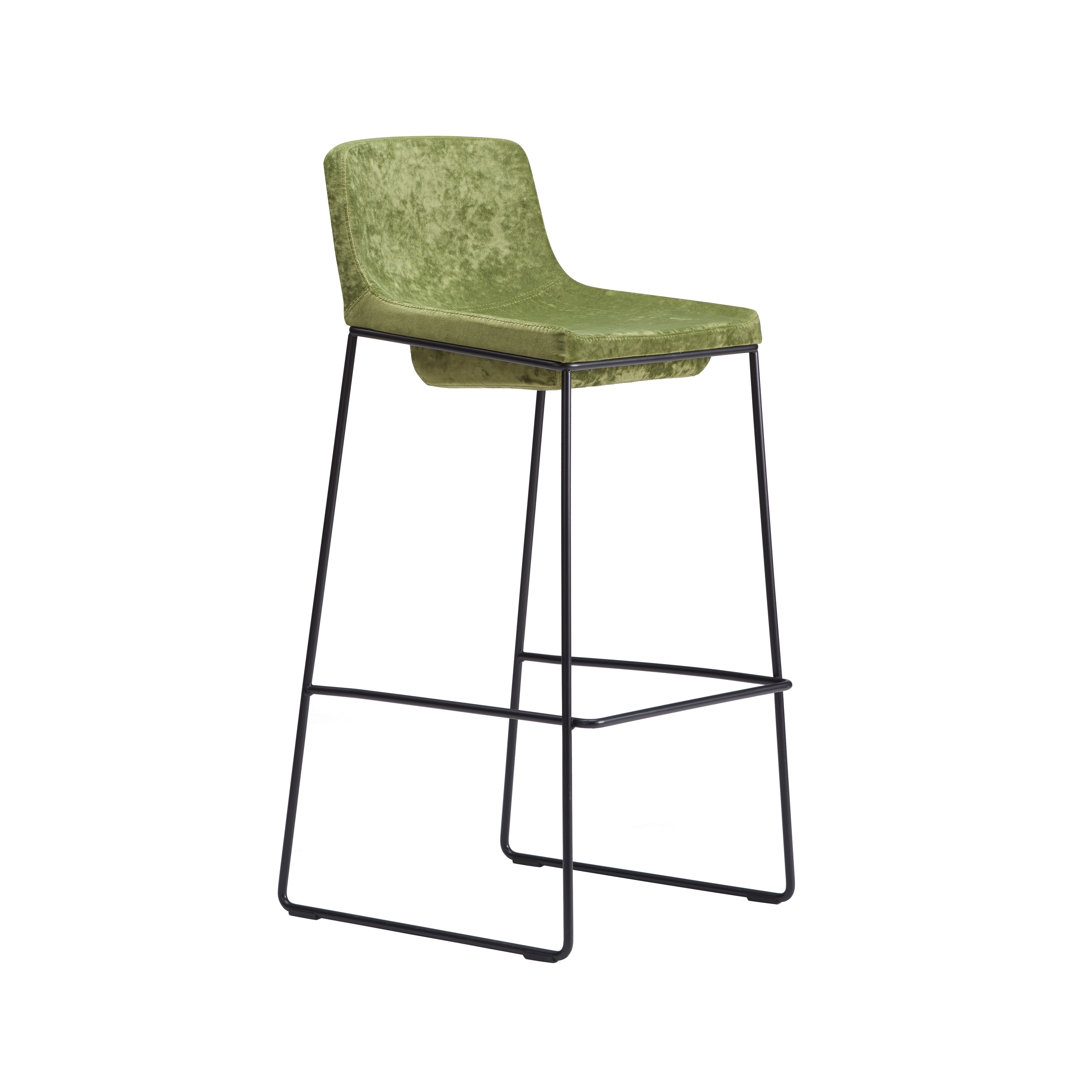 Display product tonic metal - Barstool with high backrest, sled pedestal varnished black from manufacturer Rossin srl