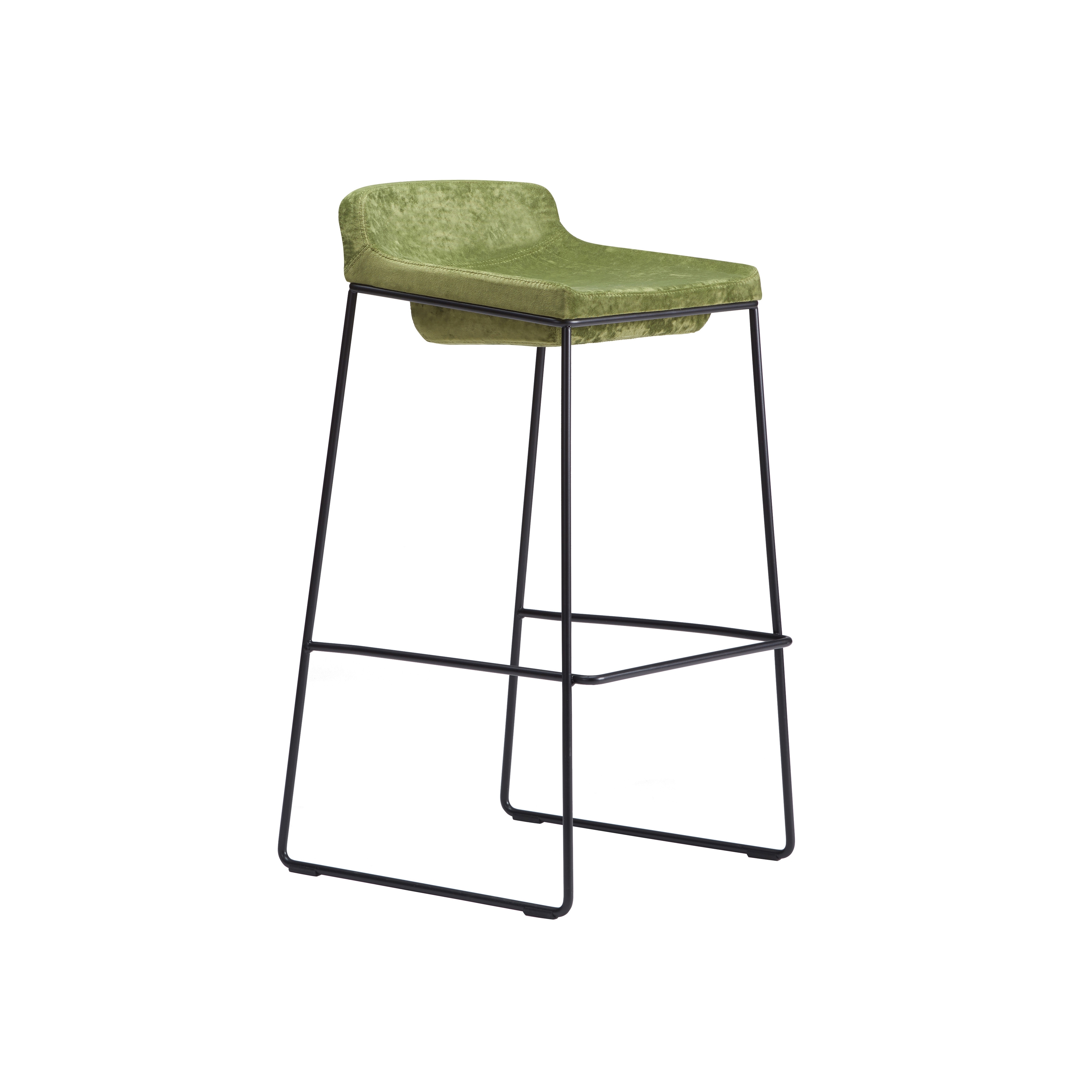 Display product tonic metal - Barstool with low backrest, sled pedestal varnished black from manufacturer Rossin srl