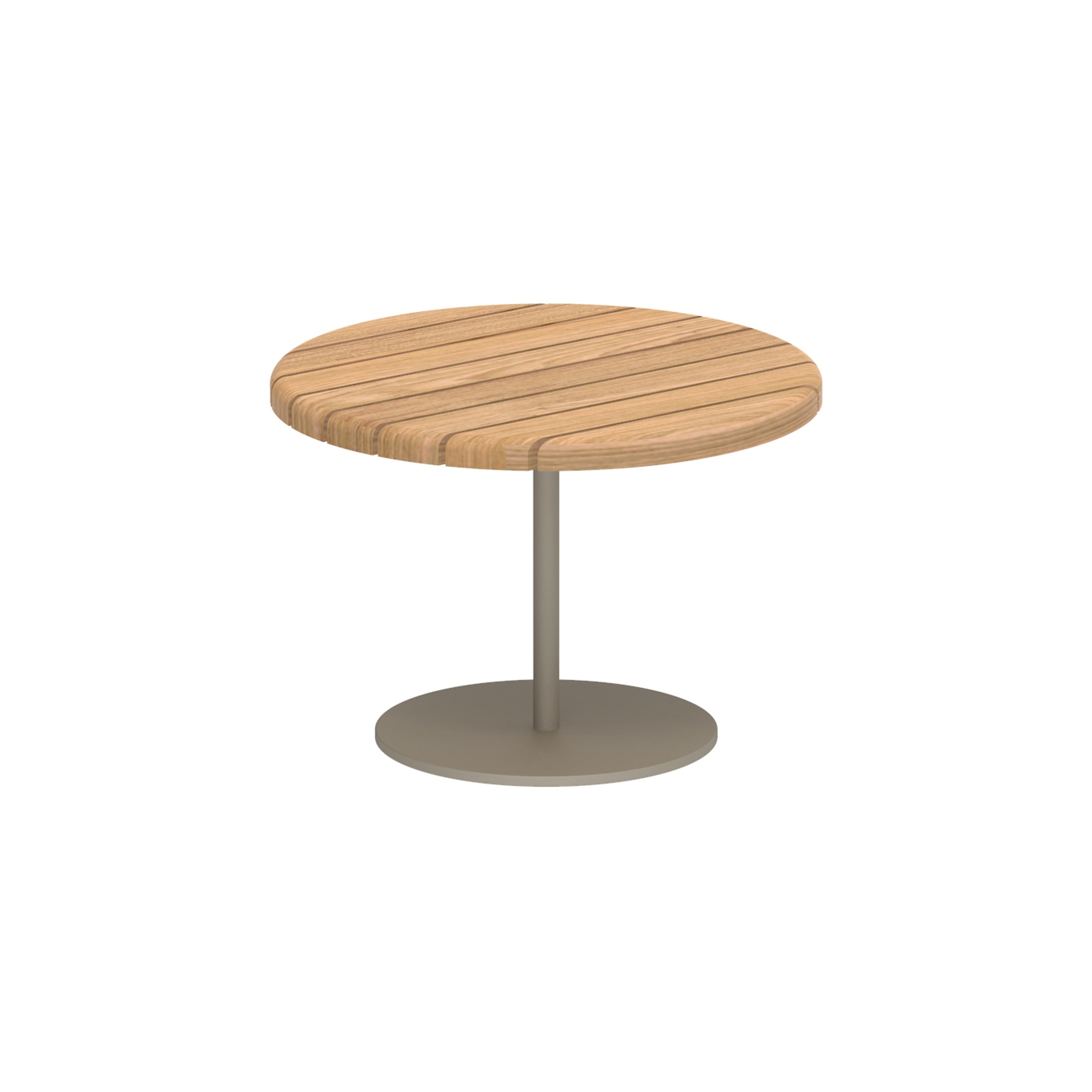 Display product Butler side table 40cm round coated stainless steel & teak top from manufacturer Royal Botania