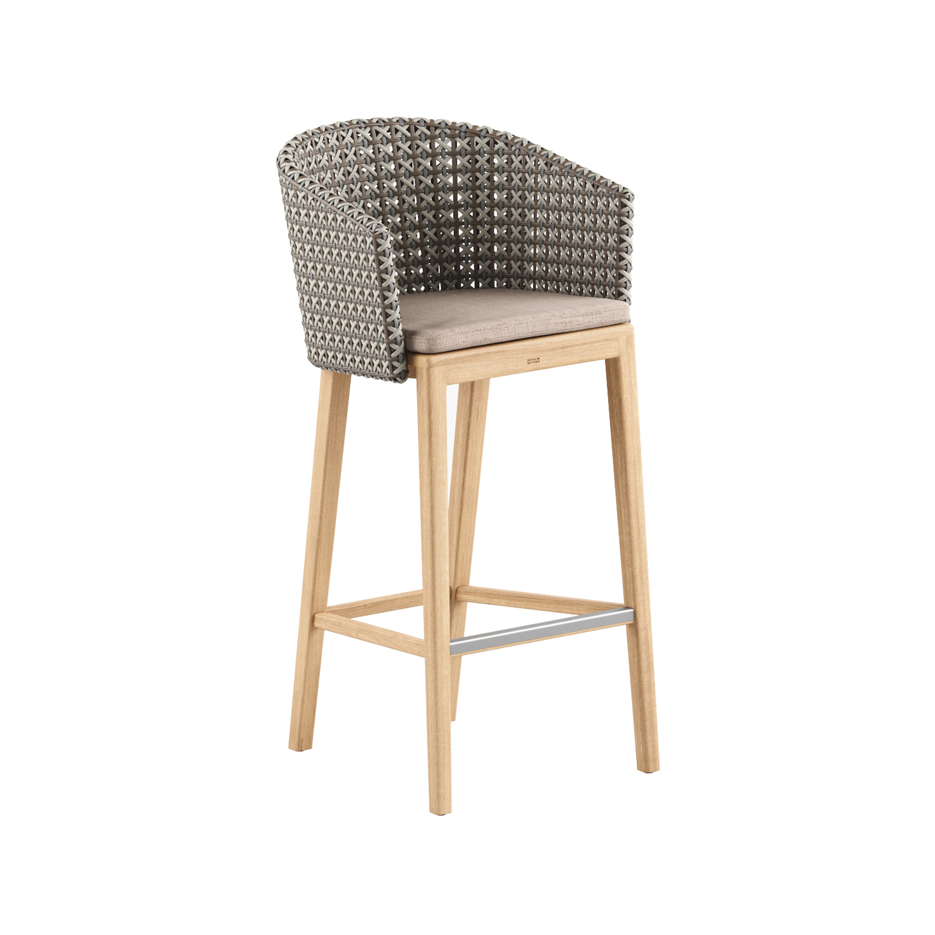 Calypso barstool teak & Kris Kross woven back