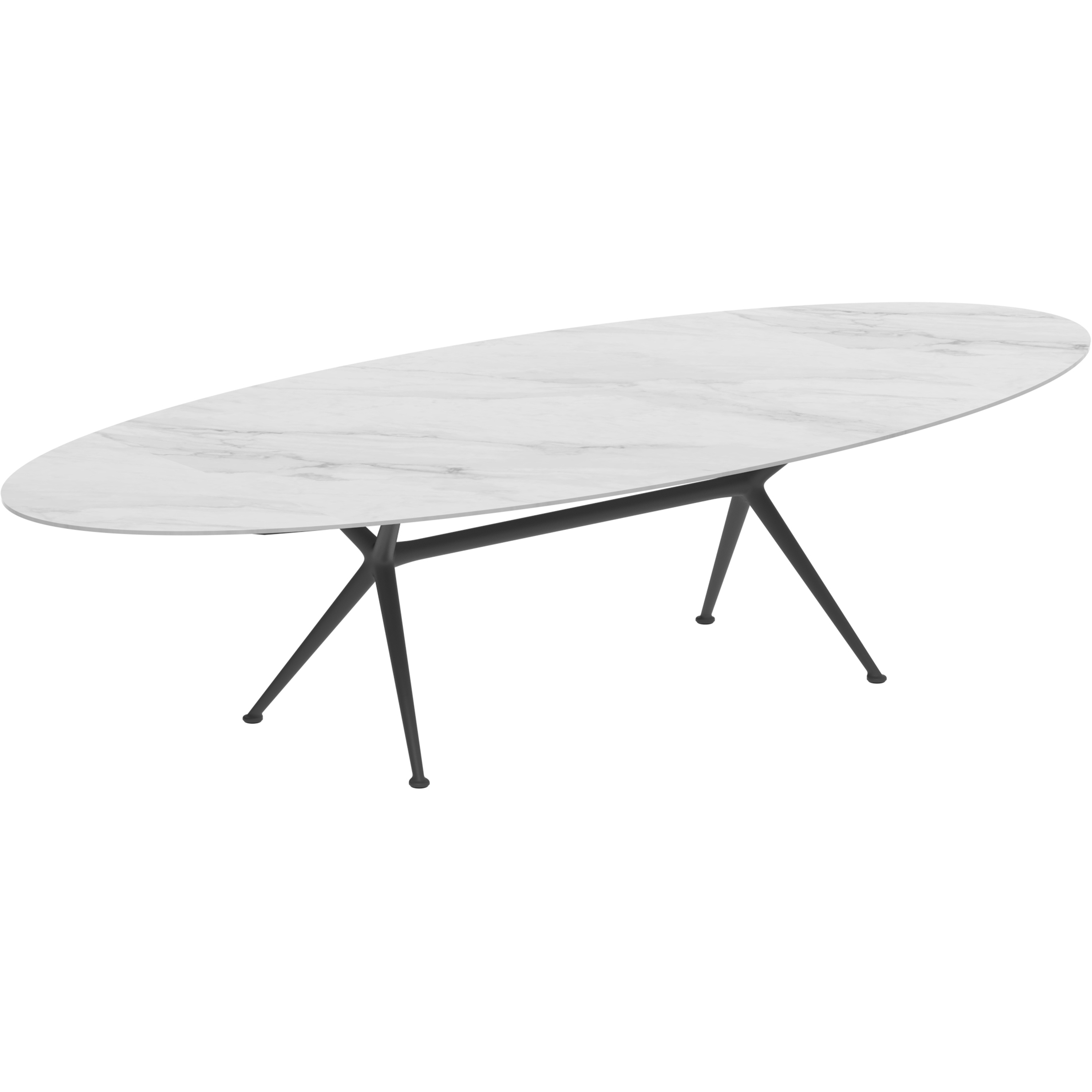 Exes table 320x140cm oval coated aluminium & ceram or teak top