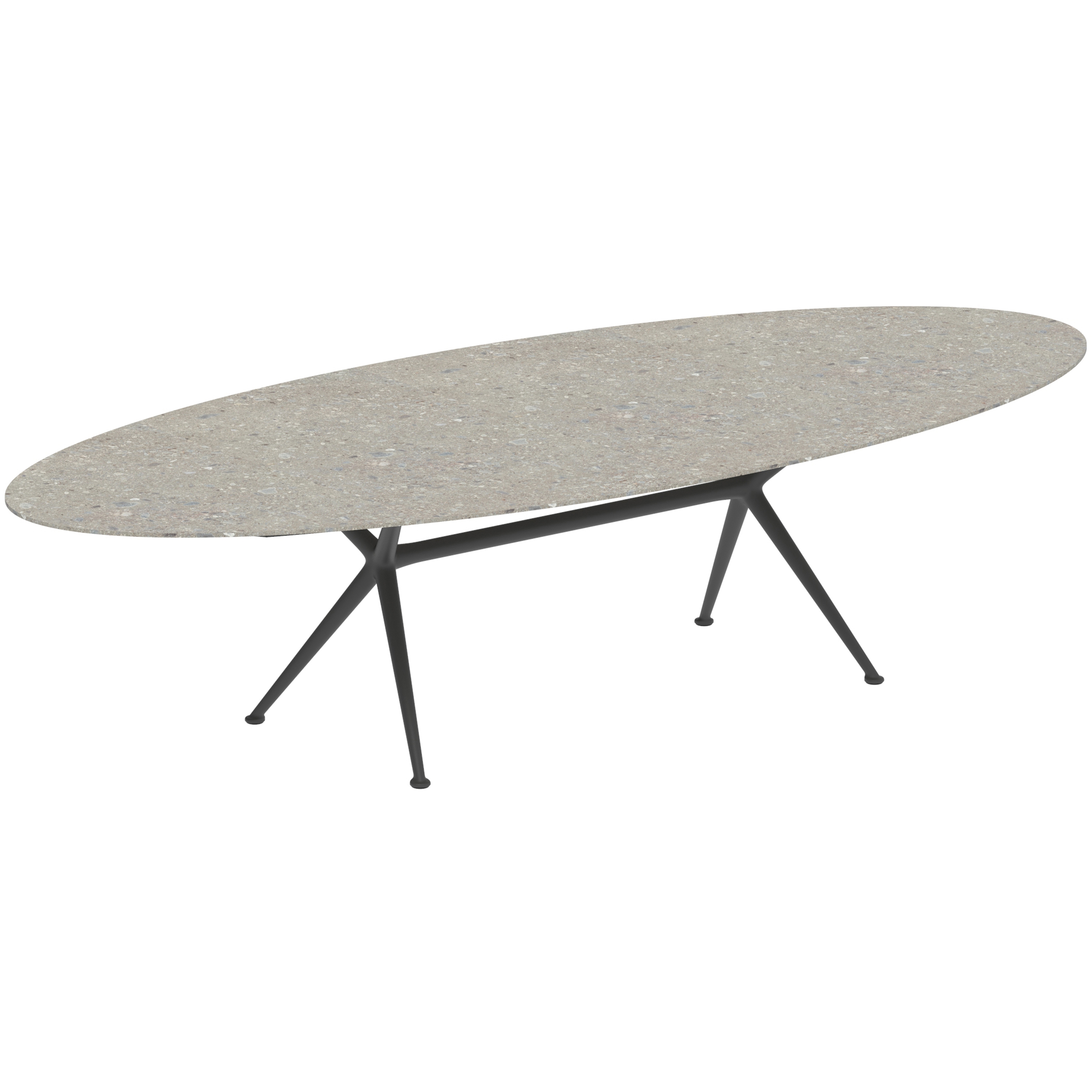 Exes table 320x140cm oval coated aluminium & ceram or teak top