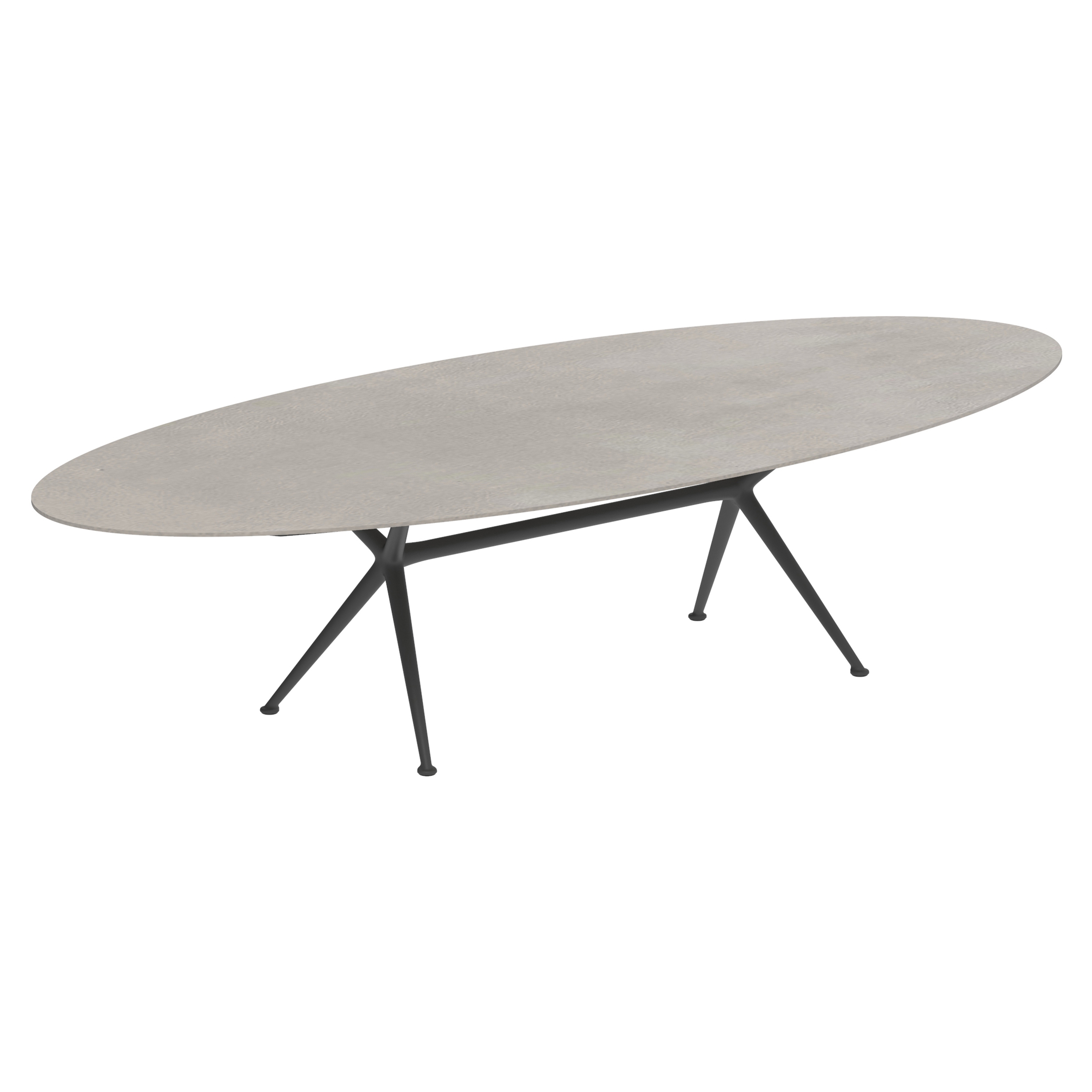 Exes table 320x140cm oval coated aluminium & ceram or teak top