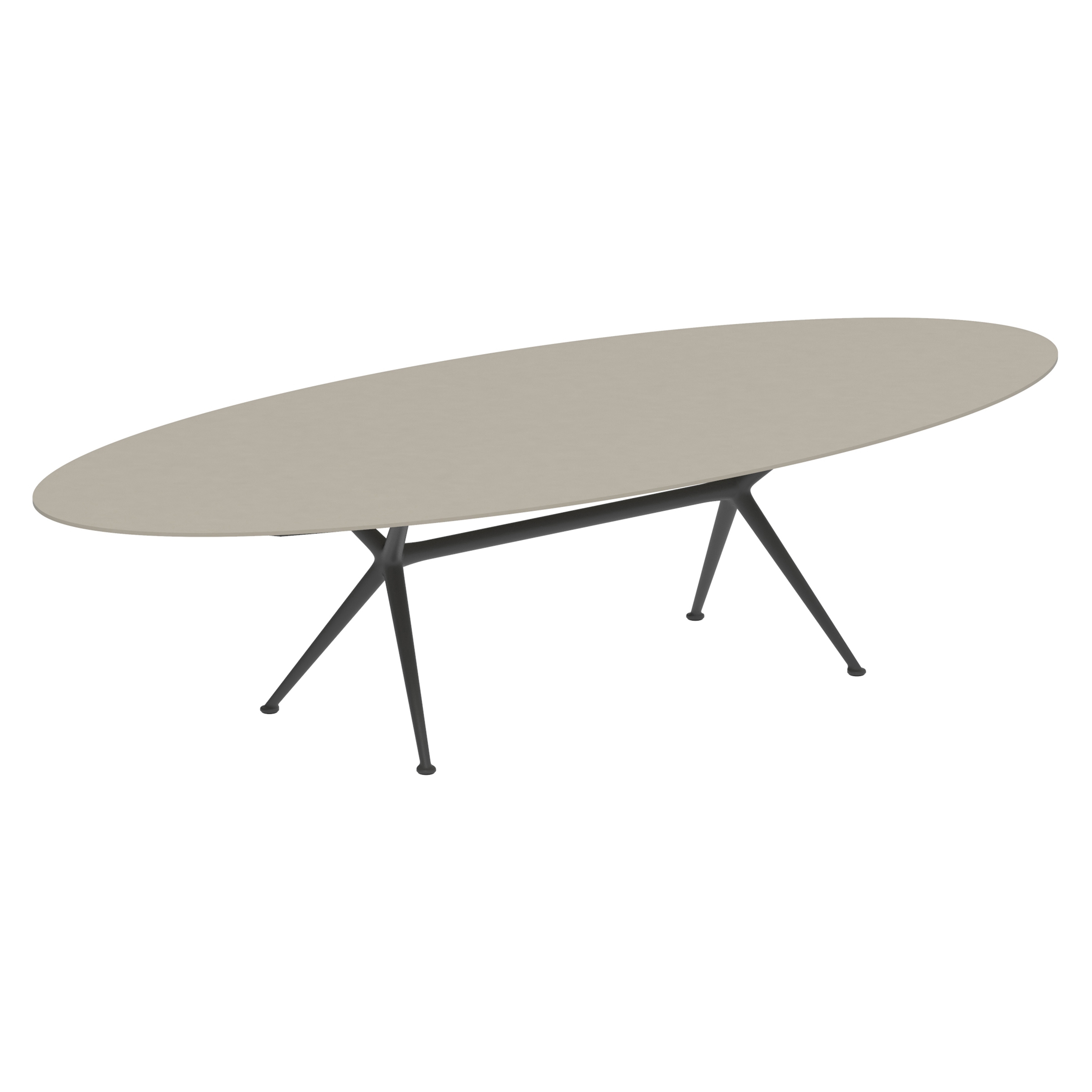 Exes table 320x140cm oval coated aluminium & ceram or teak top